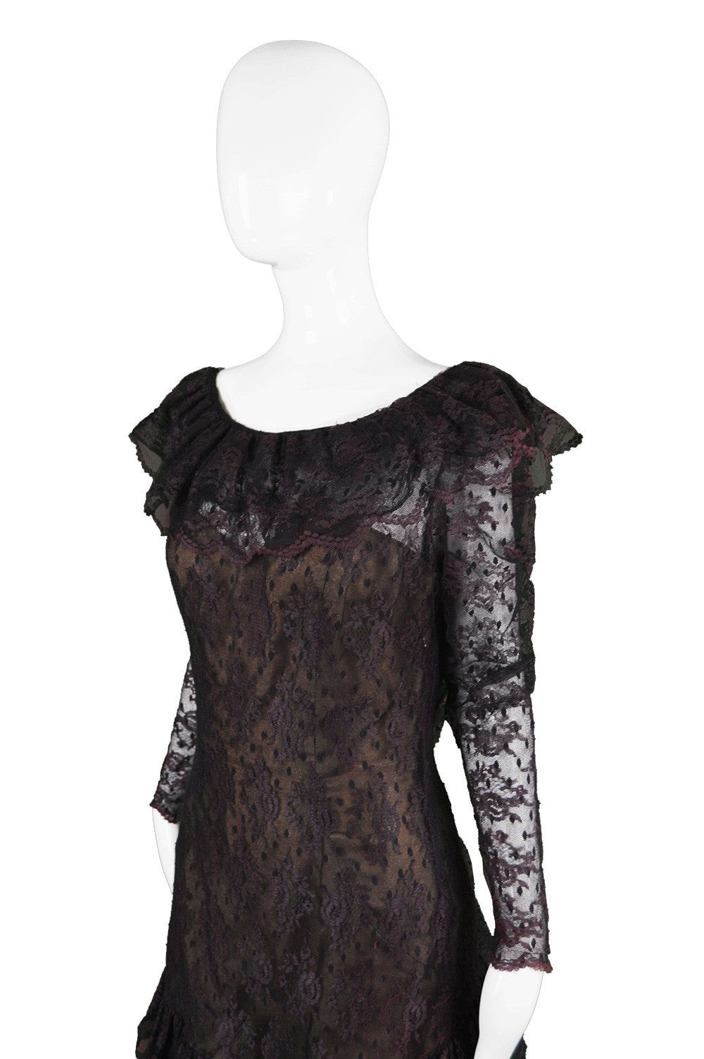 Vintage Victor Costa Purple & Black Lace Dress, 1980s Zeus Vintage Vintage Victor Costa Purple & Black Lace Dress, 1980s Zeus Vintage