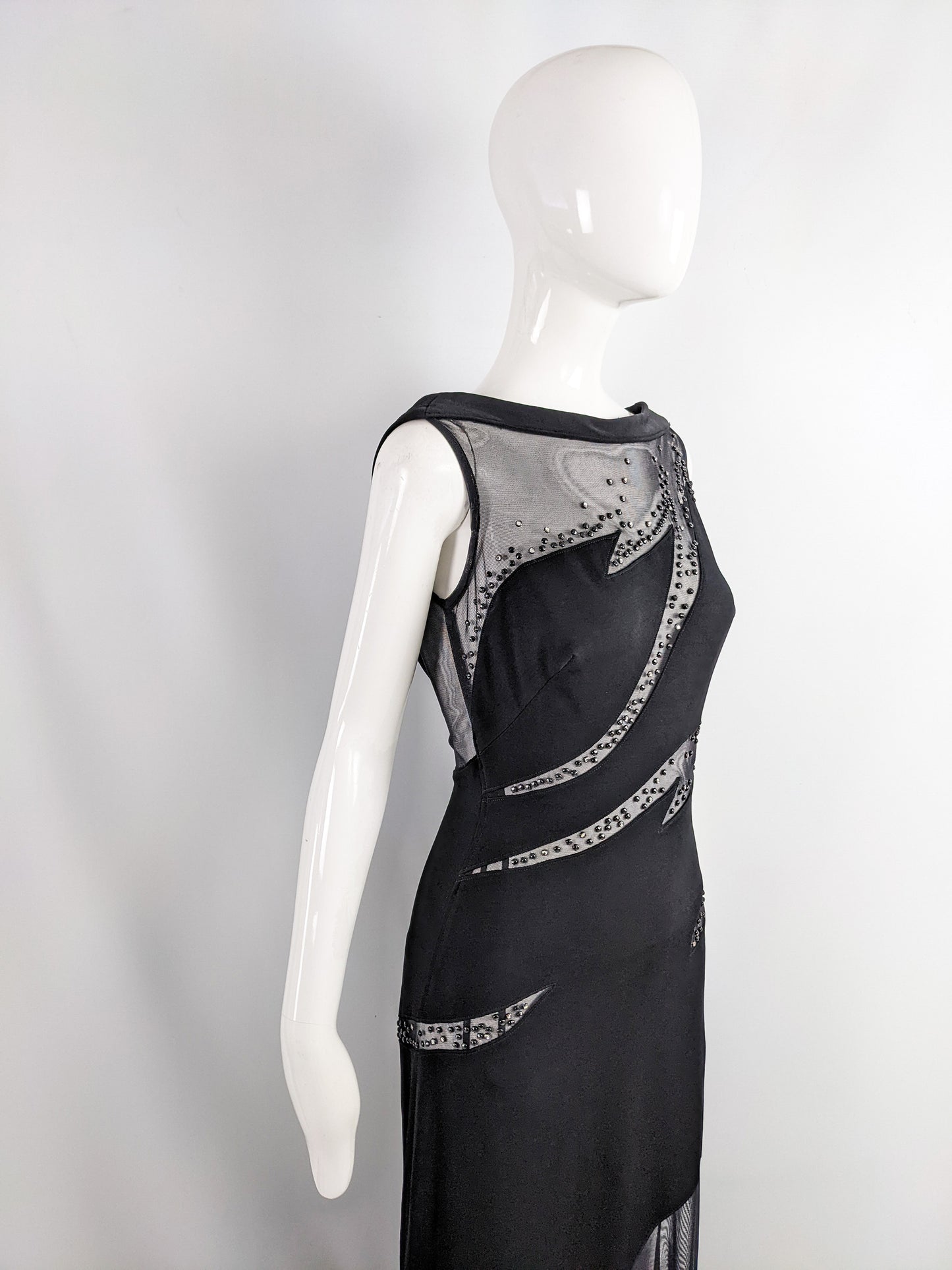 Tadashi Shoji Vintage Slashed Cut Out Evening Dress, 1990s