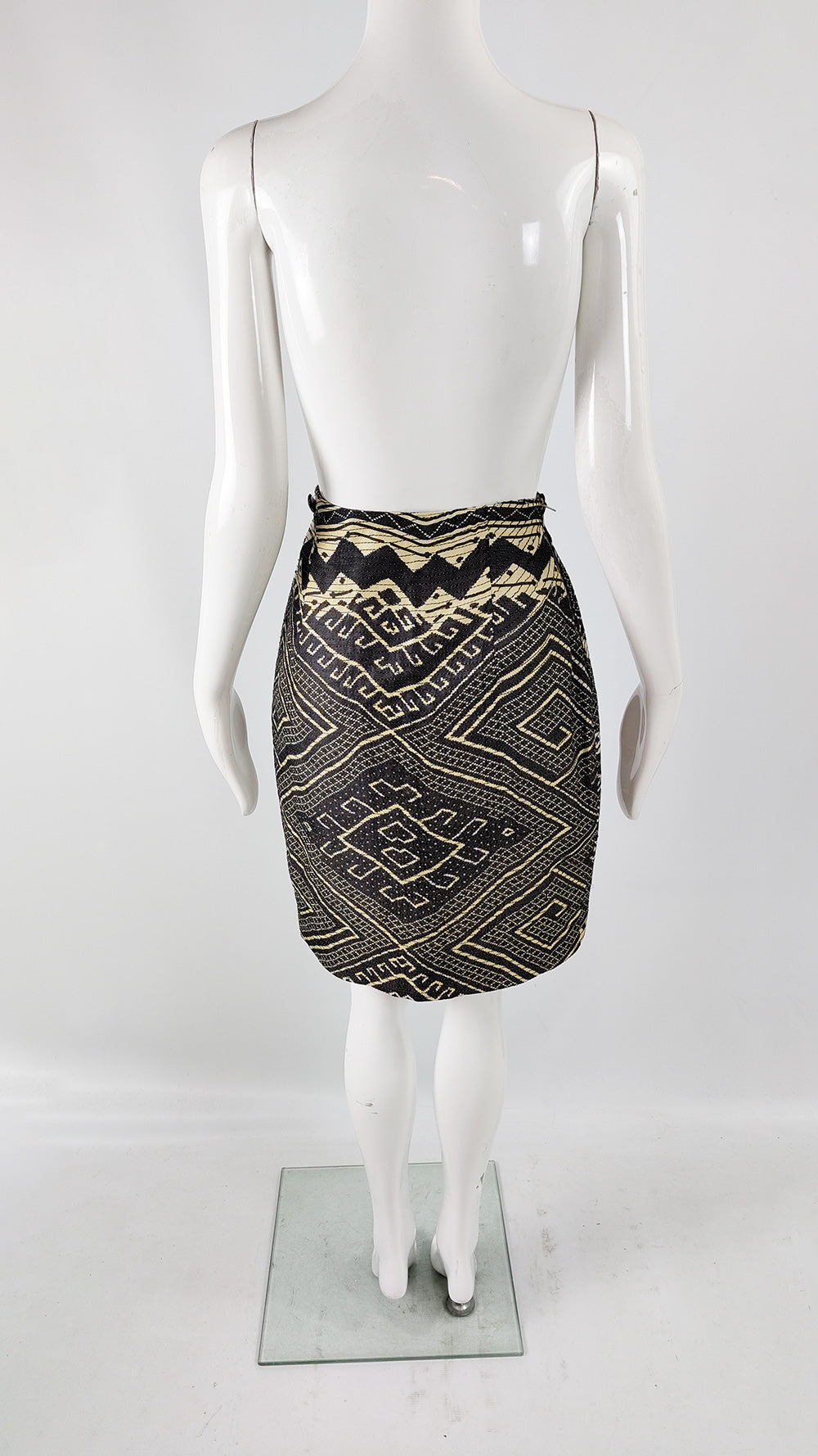 Gianfranco Ferre Vintage 80s Woven Silk Tribal Skirt, 1980s