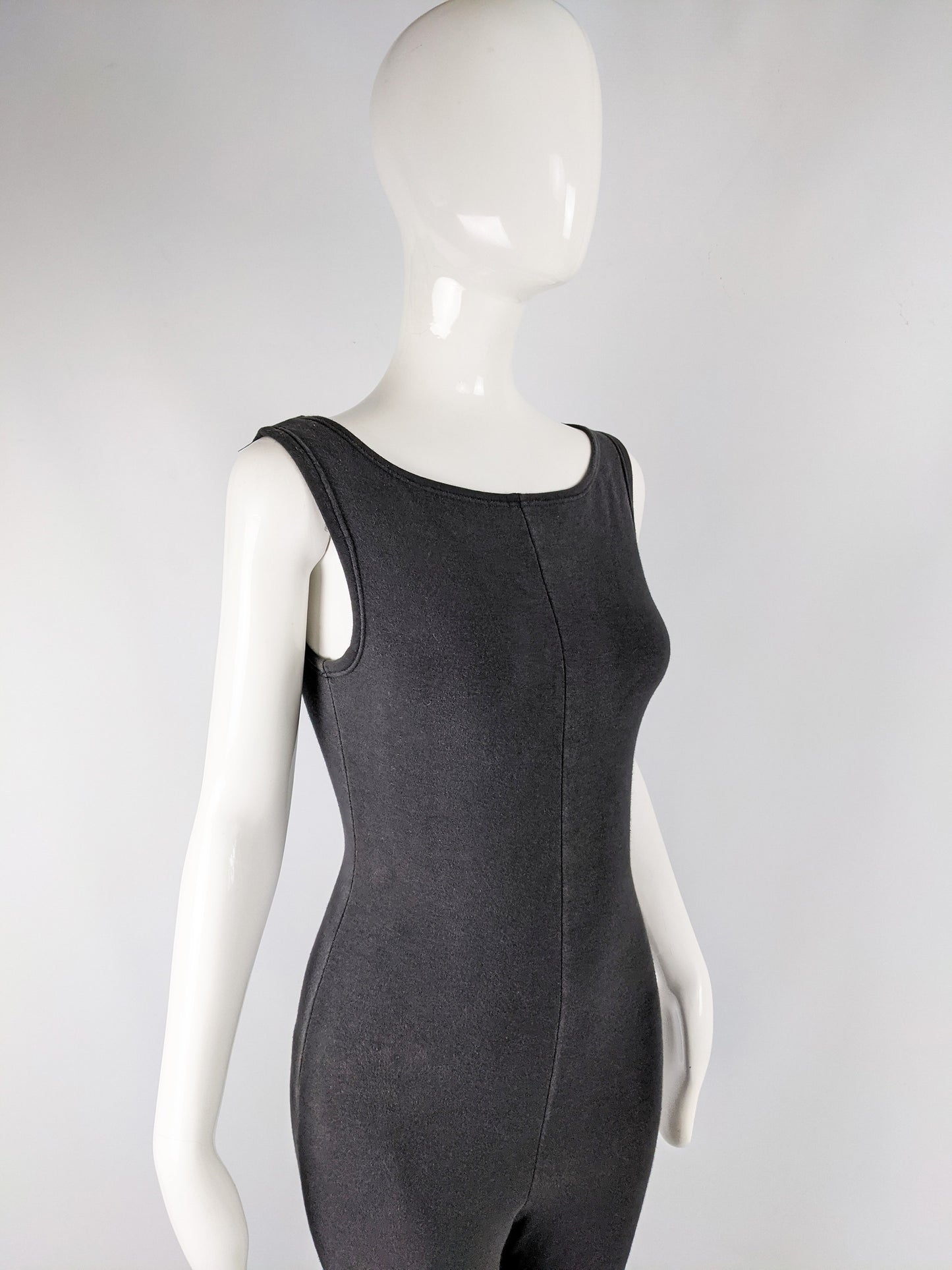 Womens Vintage Bodycon Jersey Sleeveless Catsuit, 1980s