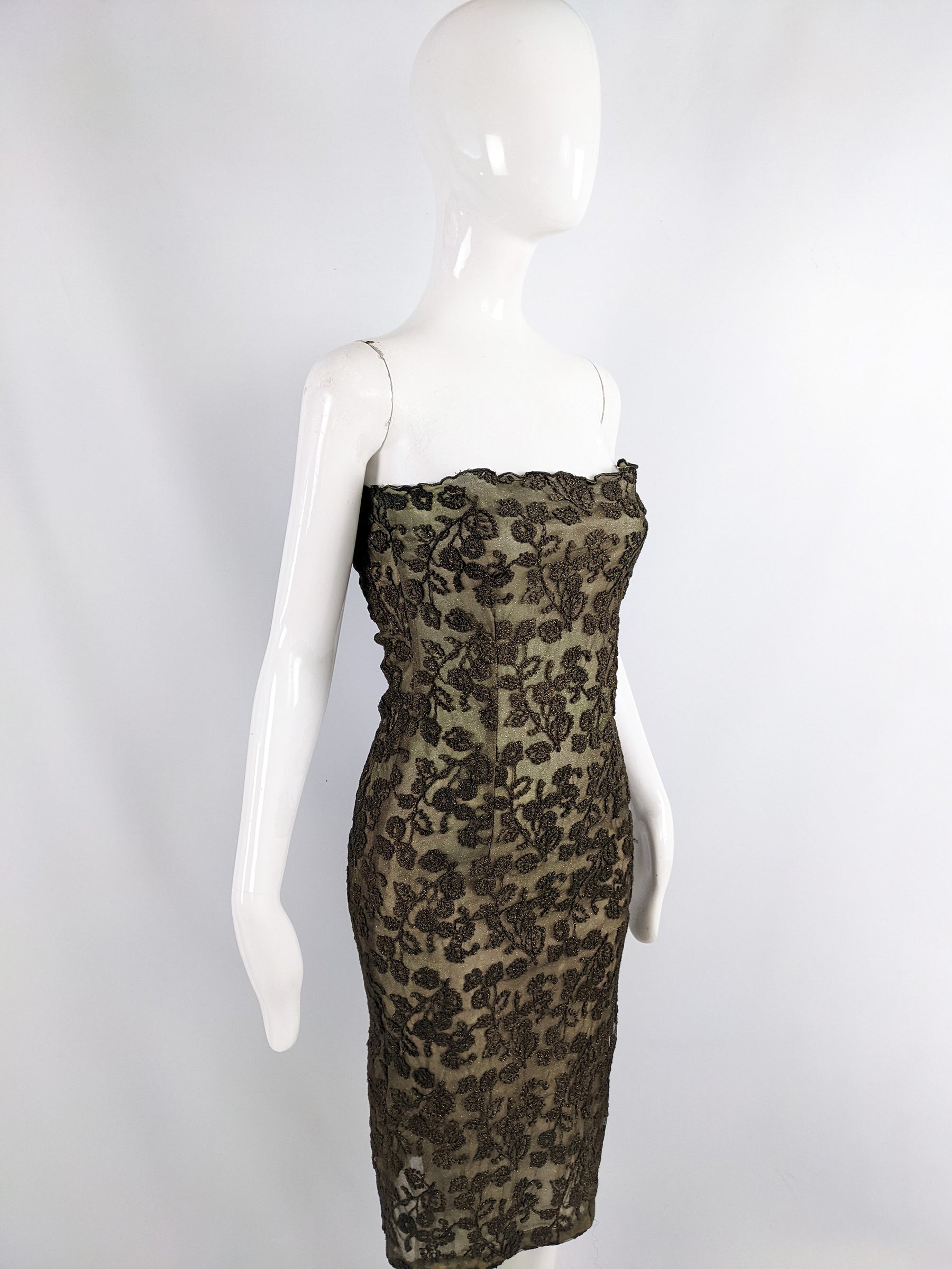 Emanuel Ungaro Vintage Green Mesh Party Dress, 2000s