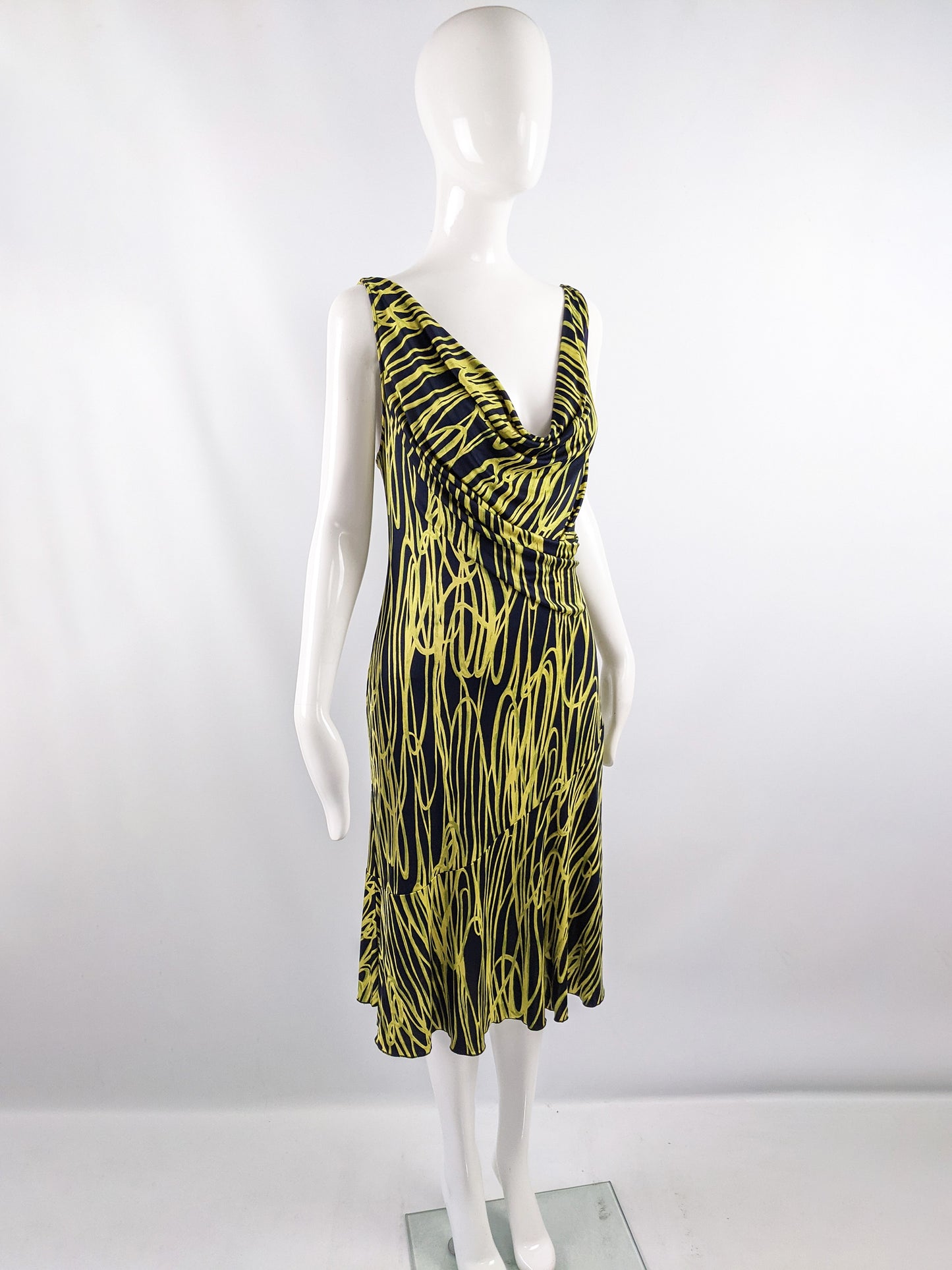 Vintage Silk Jersey Cowl Neck Party Dress, 2000s