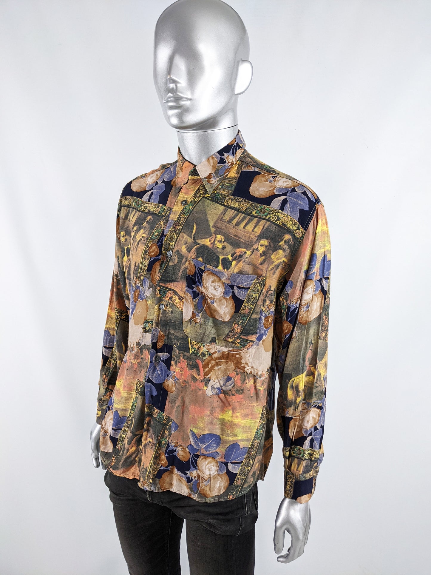 Tipos Vintage Mens Hunting & Dog Print Shirt, 1990s