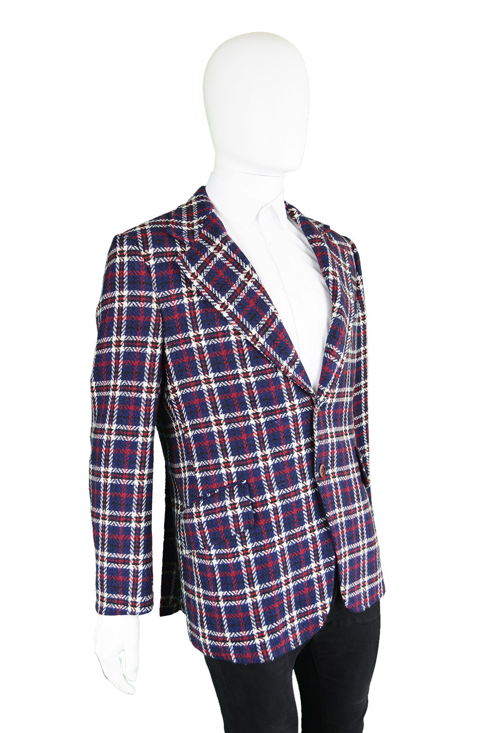 Preowned Blue, White & Red Vintage Checked Jacket, 1960s