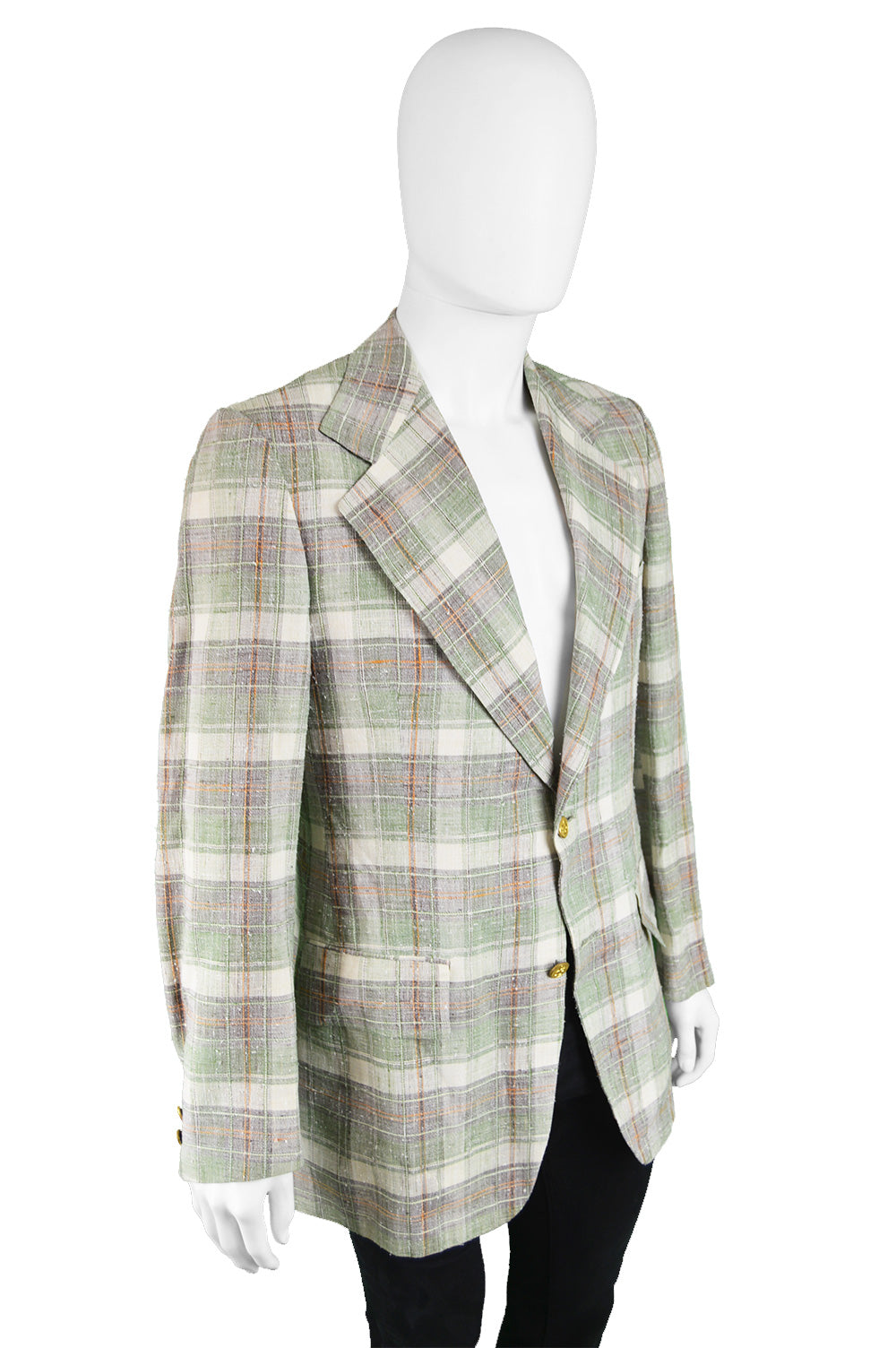 Mens green plaid sport coat top