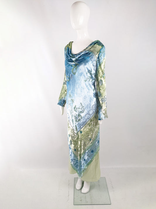 Bellville Sassoon for Harrods Vintage Velvet Devoré Dress, 1980s
