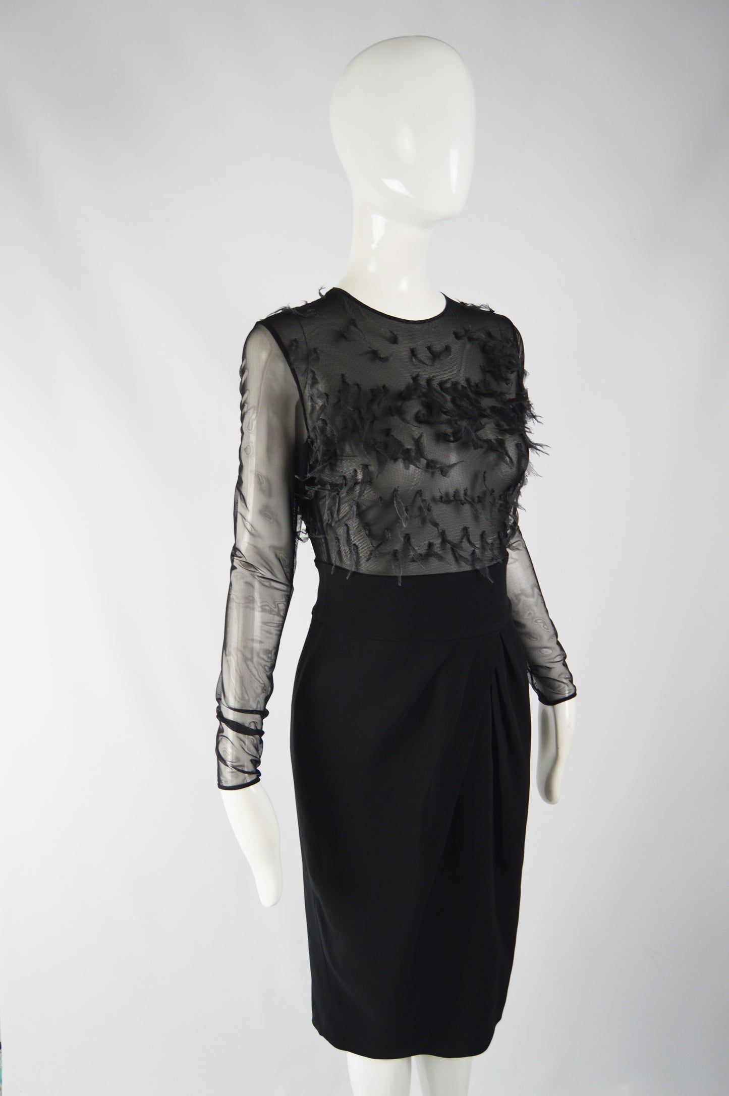 Vintage Womens Sheer Black Organza Dress, 1990s