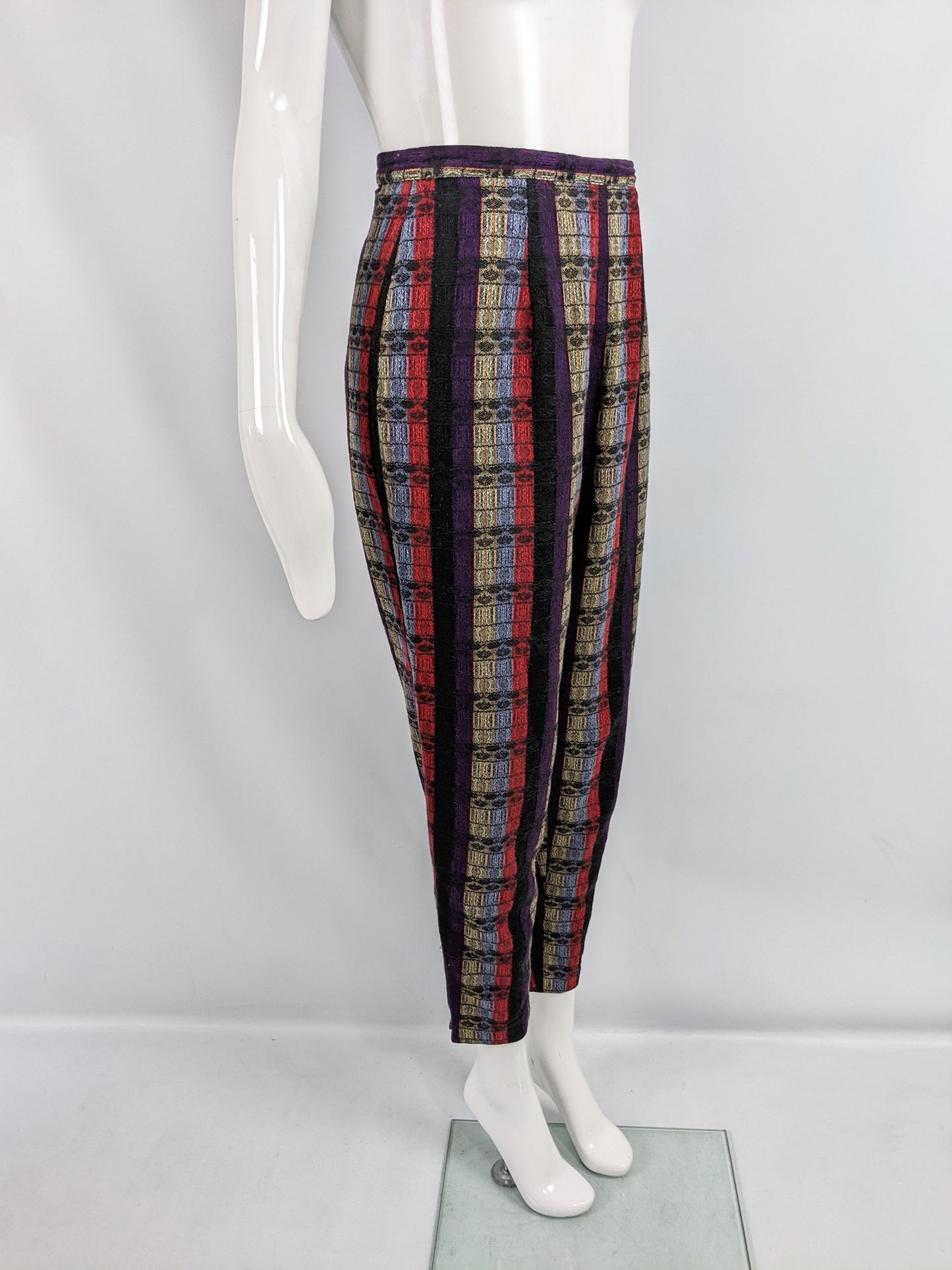 Shire Tex Vintage Multicoloured Woven Cotton High Waist Trousers, 1960s