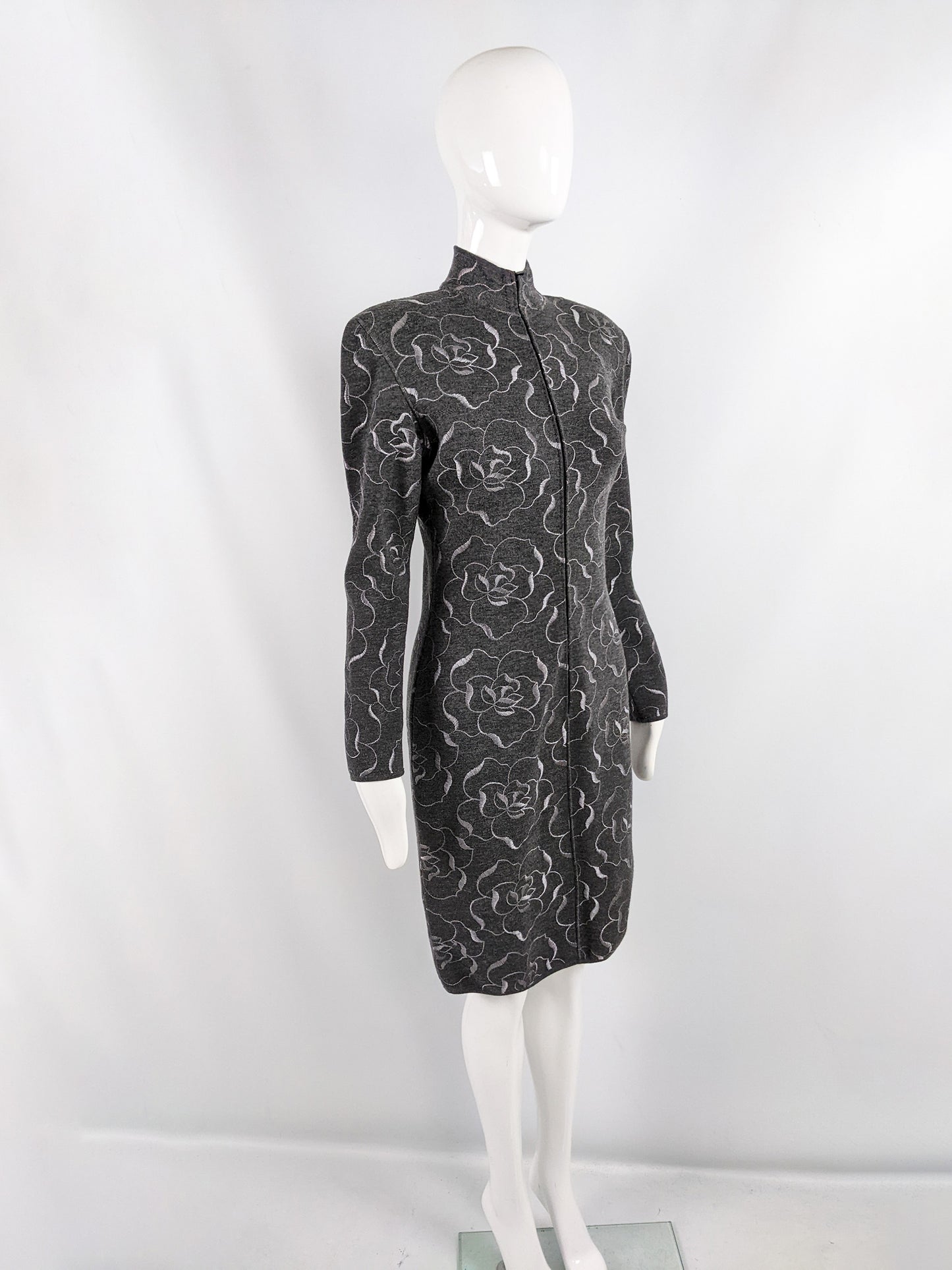 Emanuel Ungaro Vintage Embroidered Wool Dress, 1980s