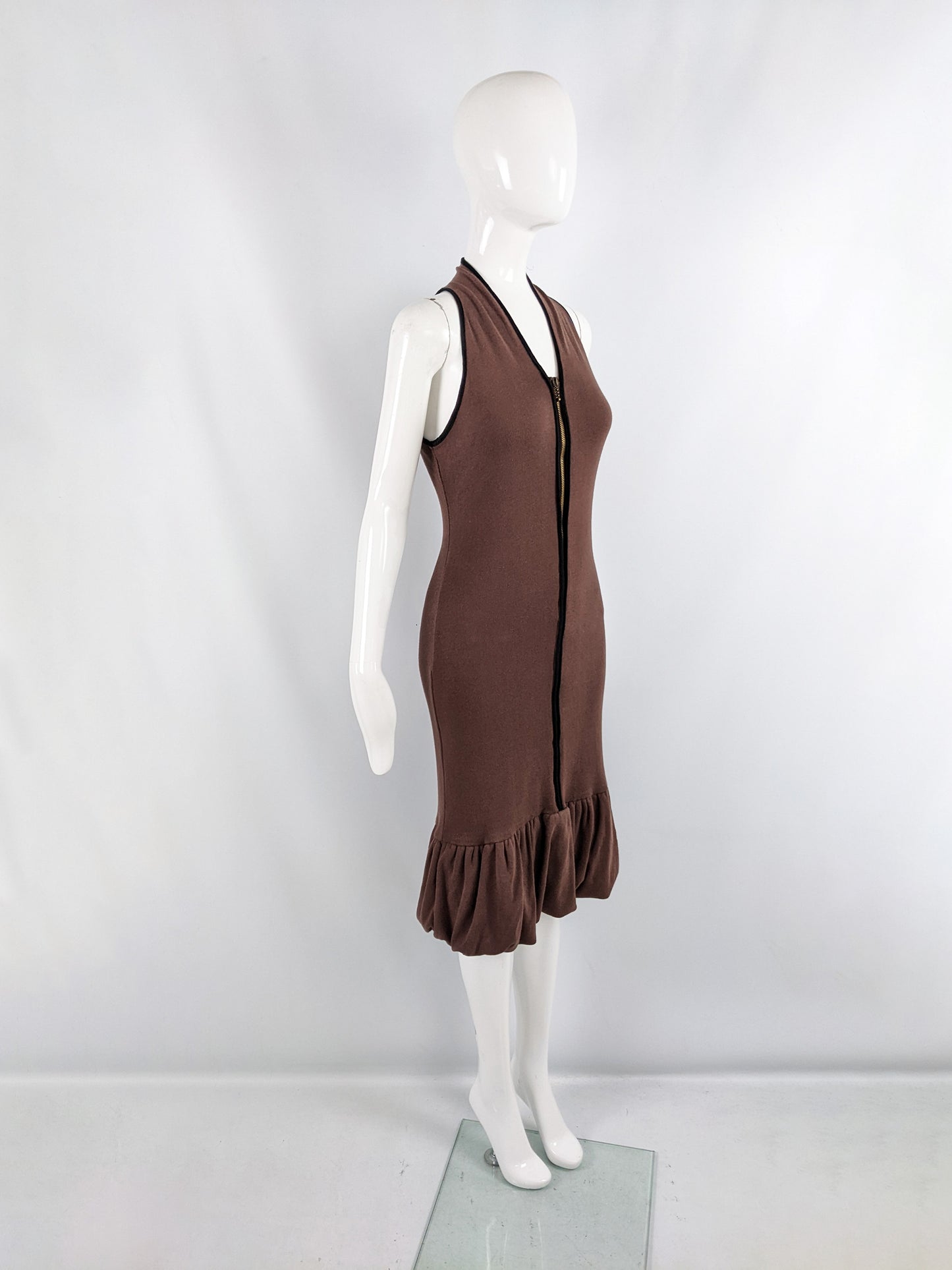Richmond Cornejo Vintage Brown Puffball Skirt Party Dress, 1980s
