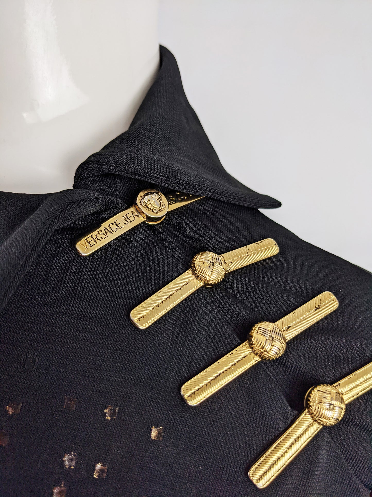 Versace Vintage Black & Gold 'Diva' Shirt, 2000s