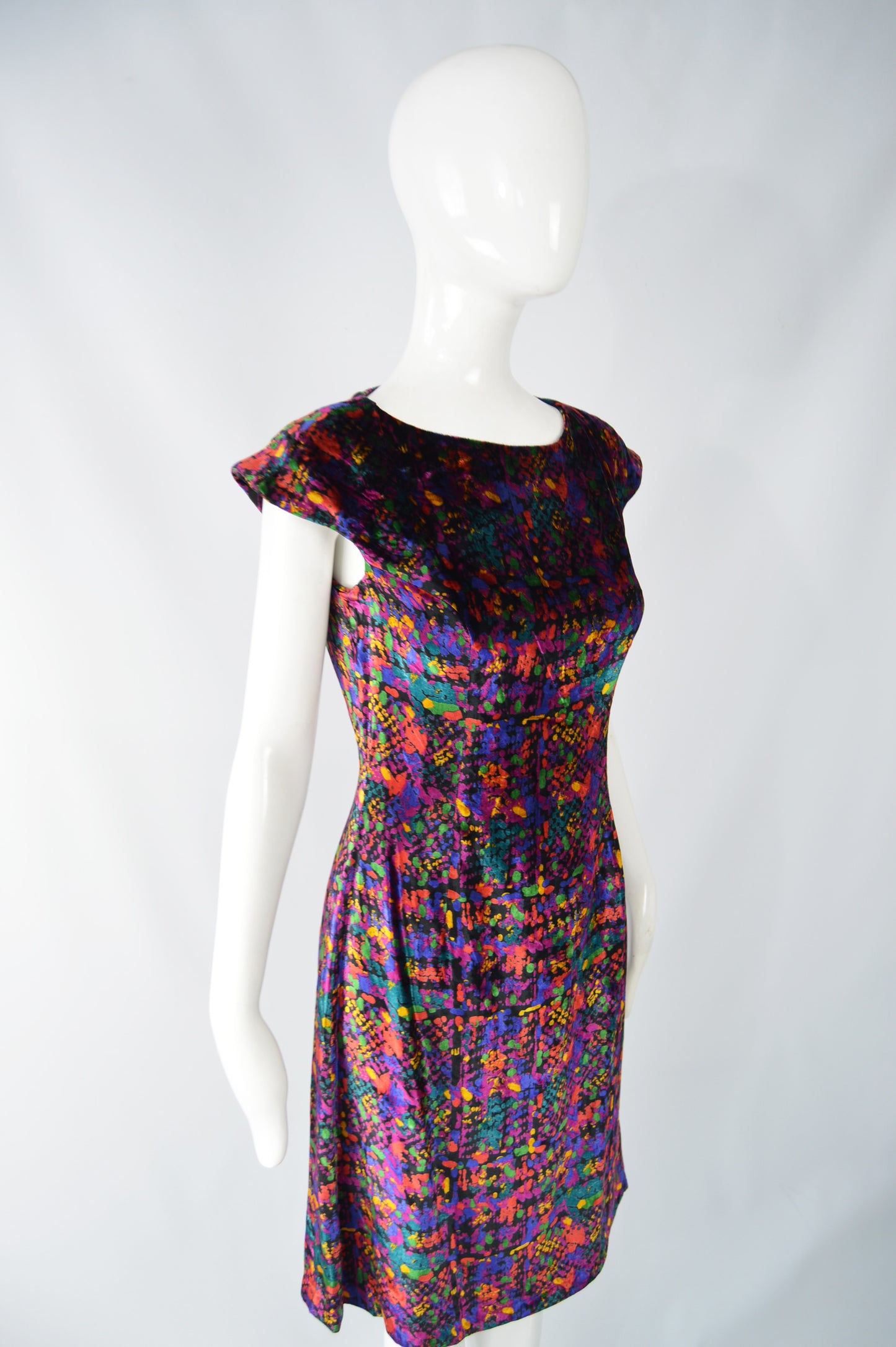 Vintage Patterned Velvet Dress, 1990s