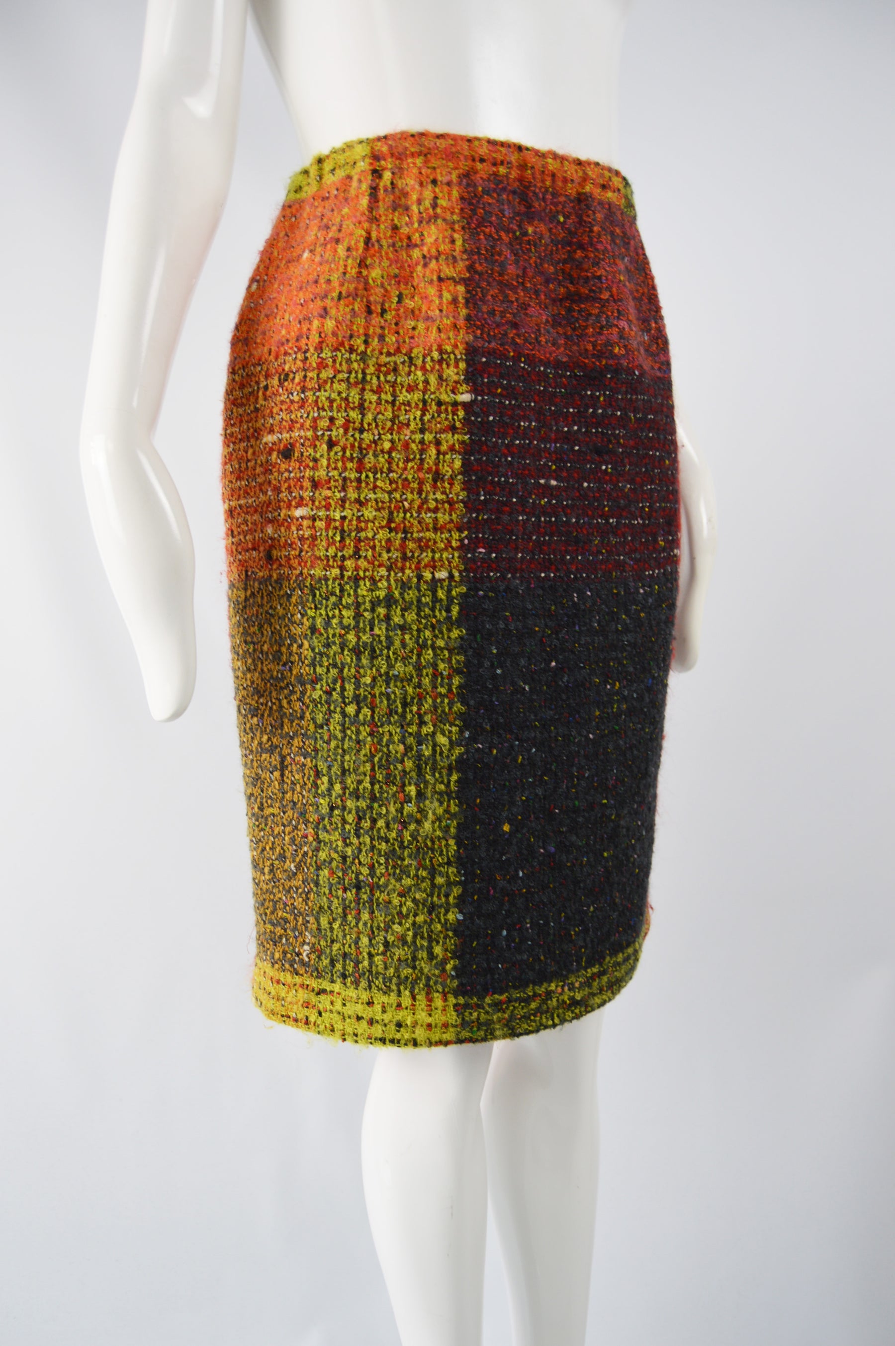 Vintage Wool & Mohair Checked Boucle Skirt, 1980s