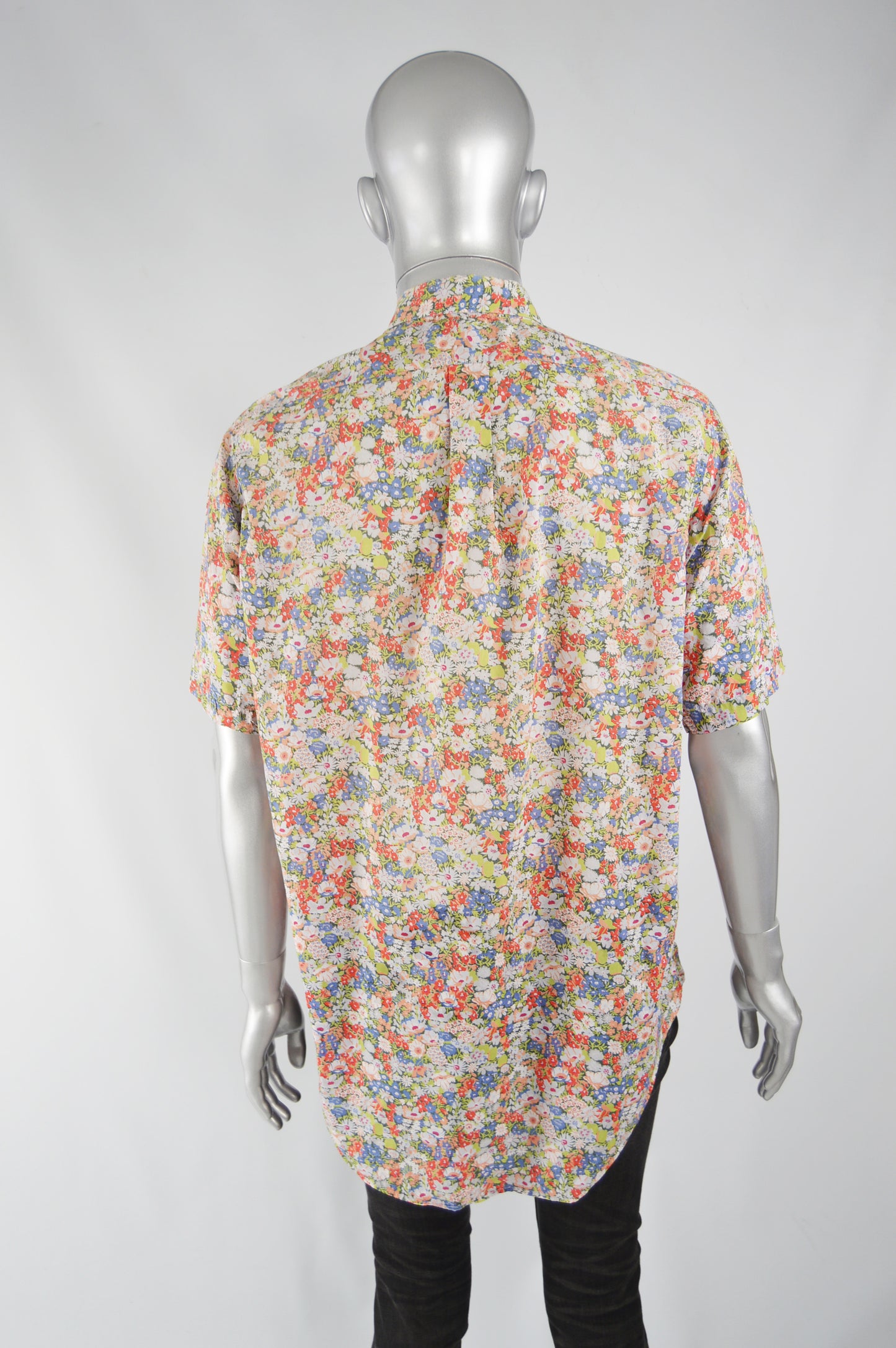 Mens Vintage Floral Print Cotton Shirt, 1980s