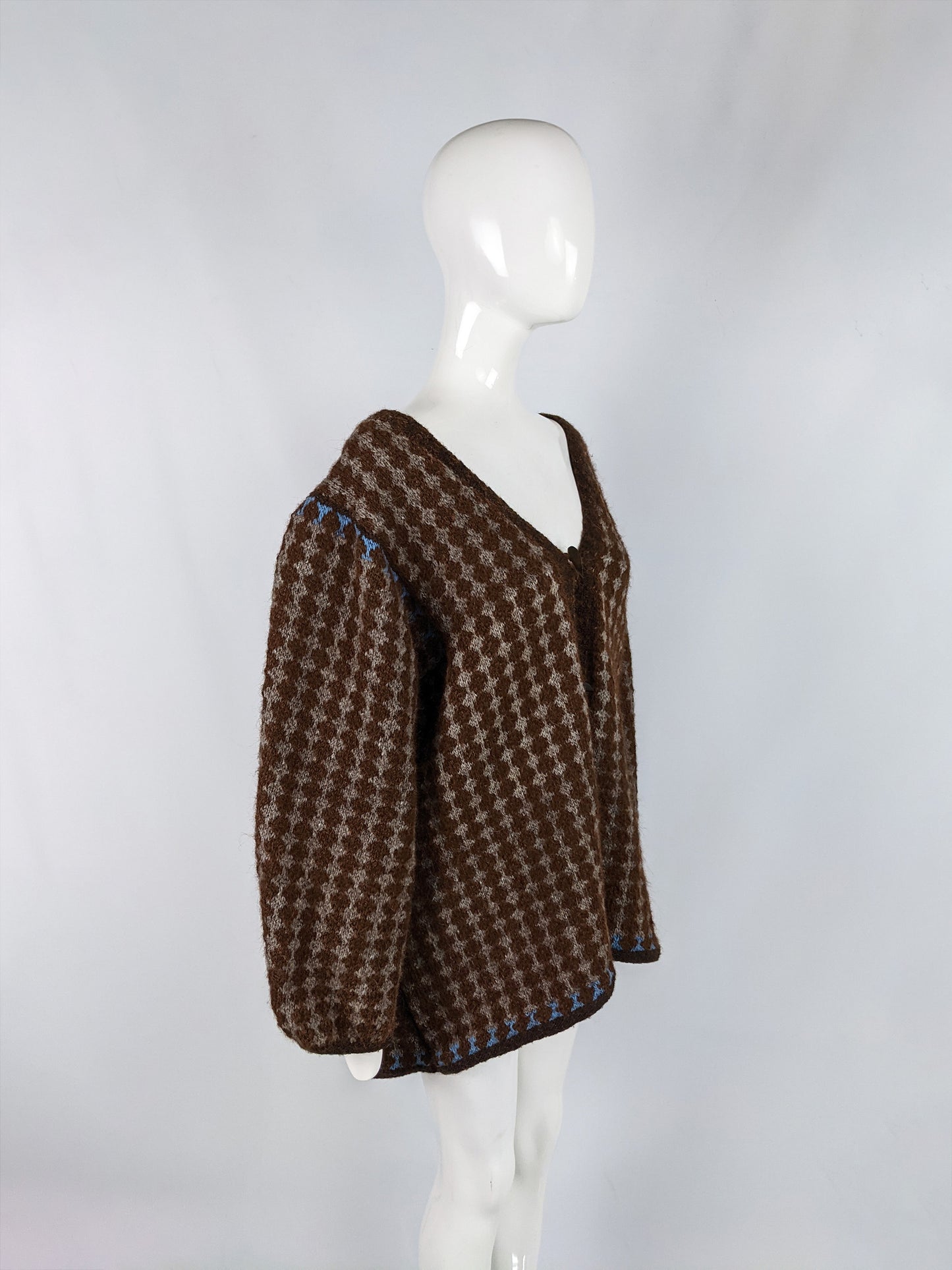 Vintage Hand Knit Sculptural Brown Godet Panel Jacket, 1980s