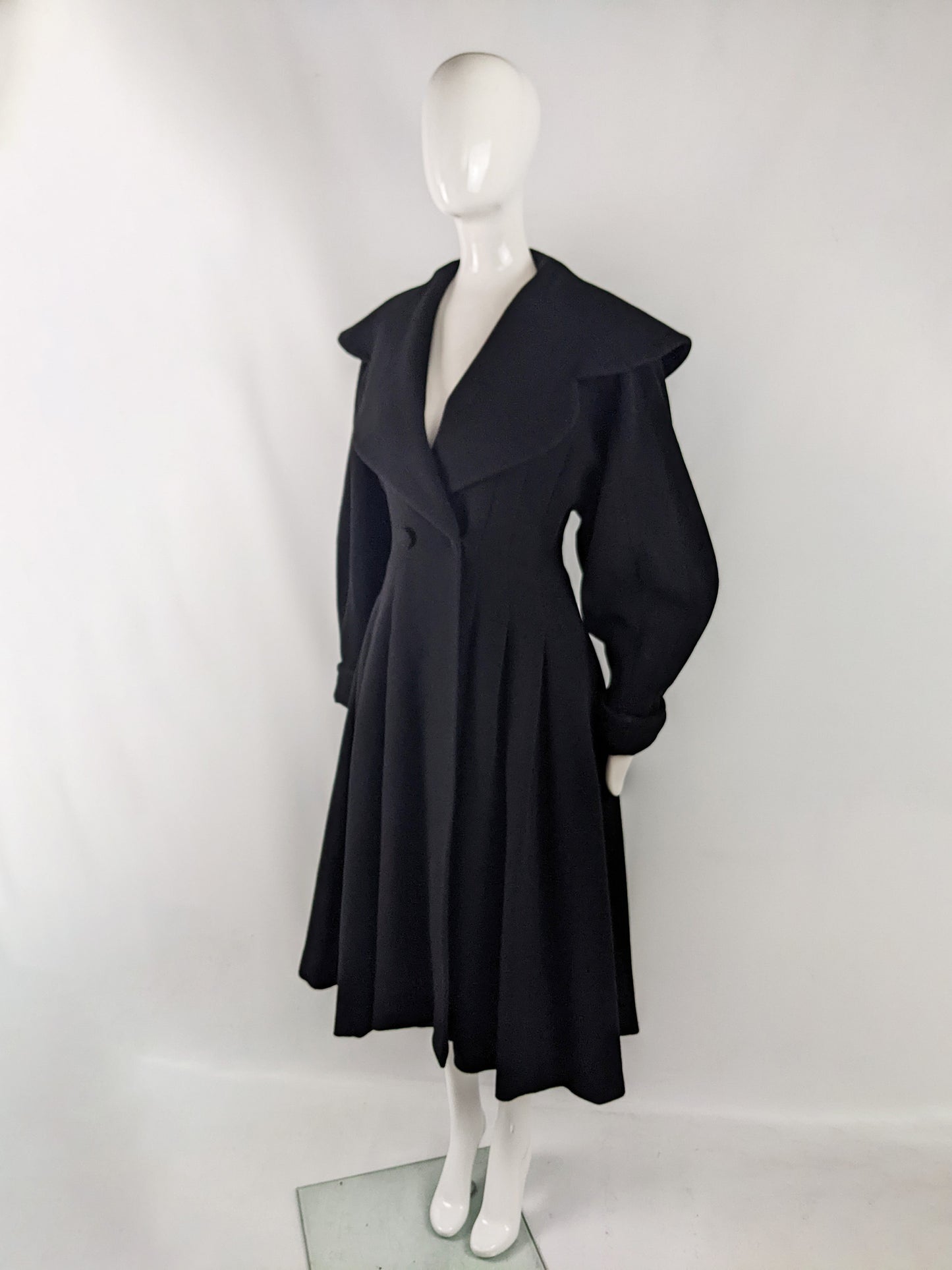 Joseph Vintage Black Pure Wool Victorian Style Riding Coat, 1980s