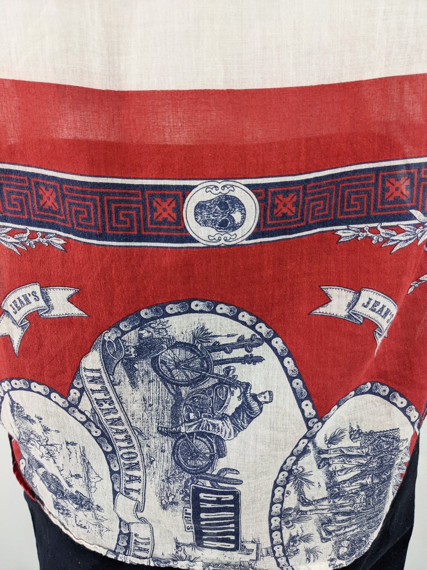 Jean Paul Gaultier Vintage Mens Blue & Red Cotton Shirt, 1990s