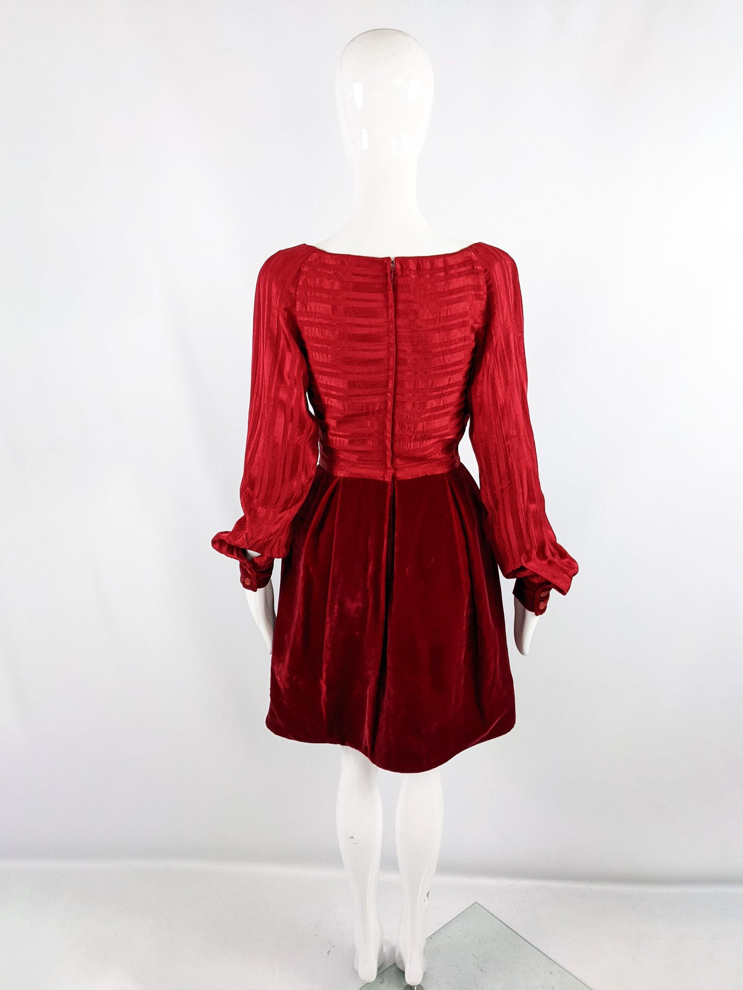 Bruce Oldfield Vintage Red Velvet Skirt Evening Dress, 1980s