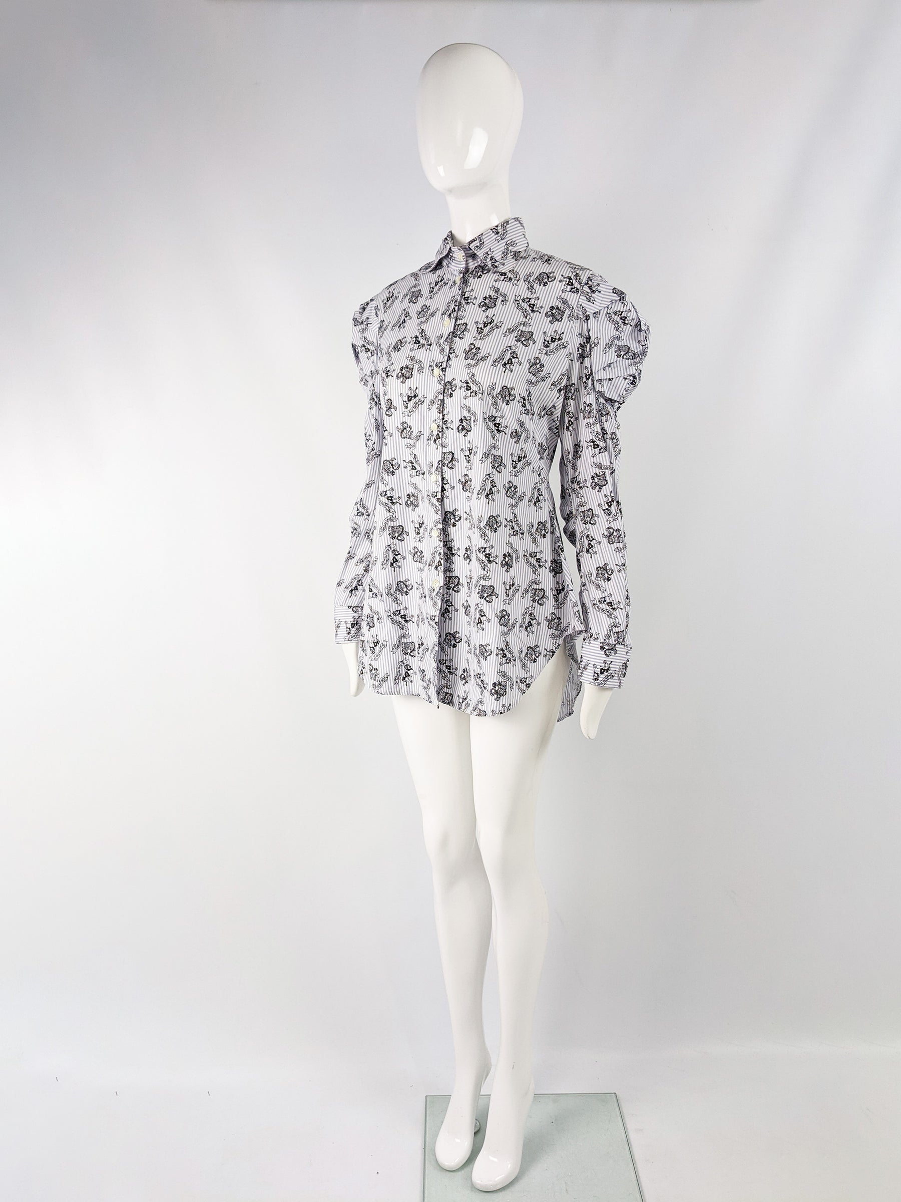 Vintage Architectural Sleeve 'Wall Street' Print Shirt, 1980s