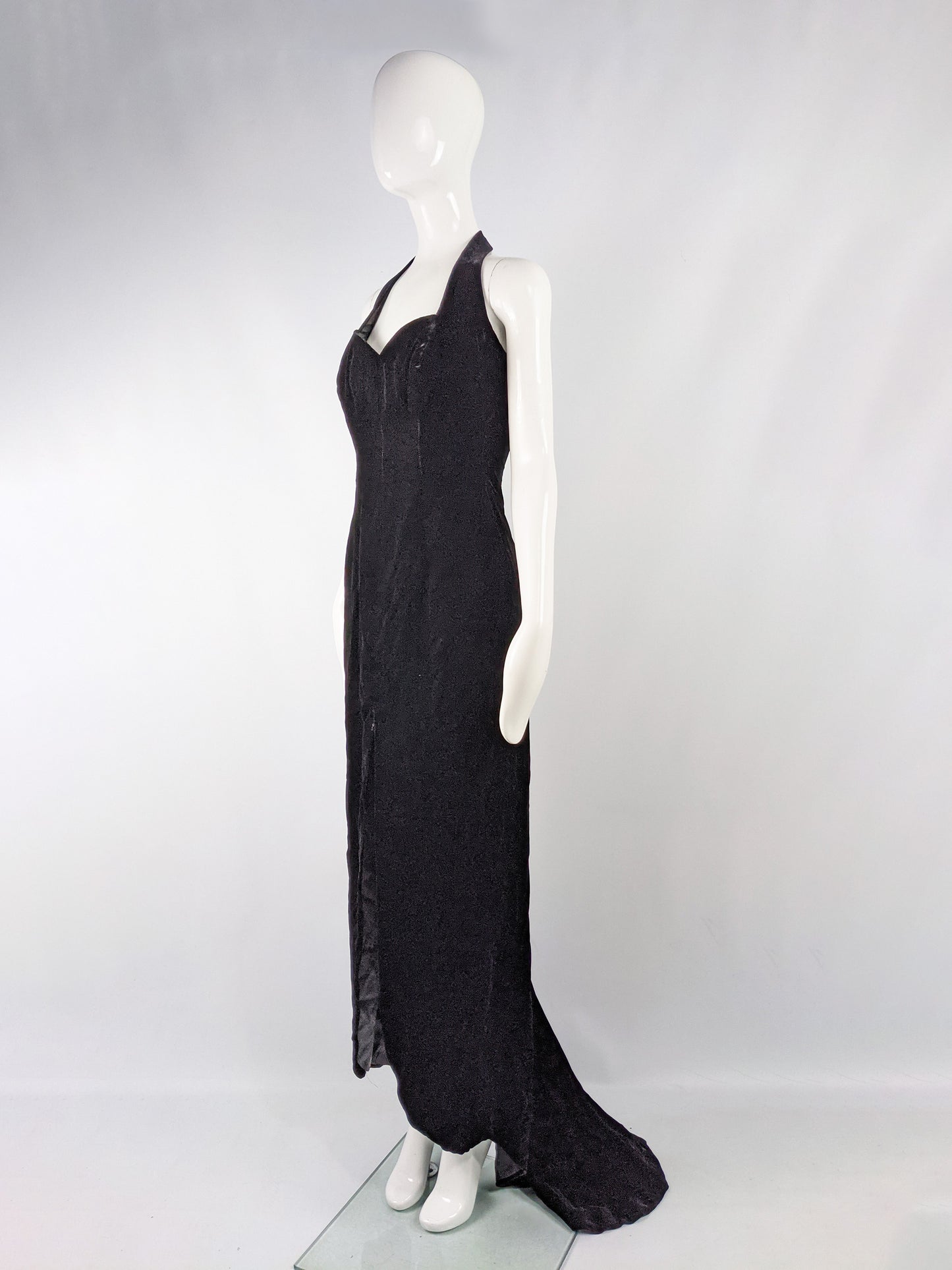 Darnell of London Vintage Black Floor Length Evening Dress, 1980s
