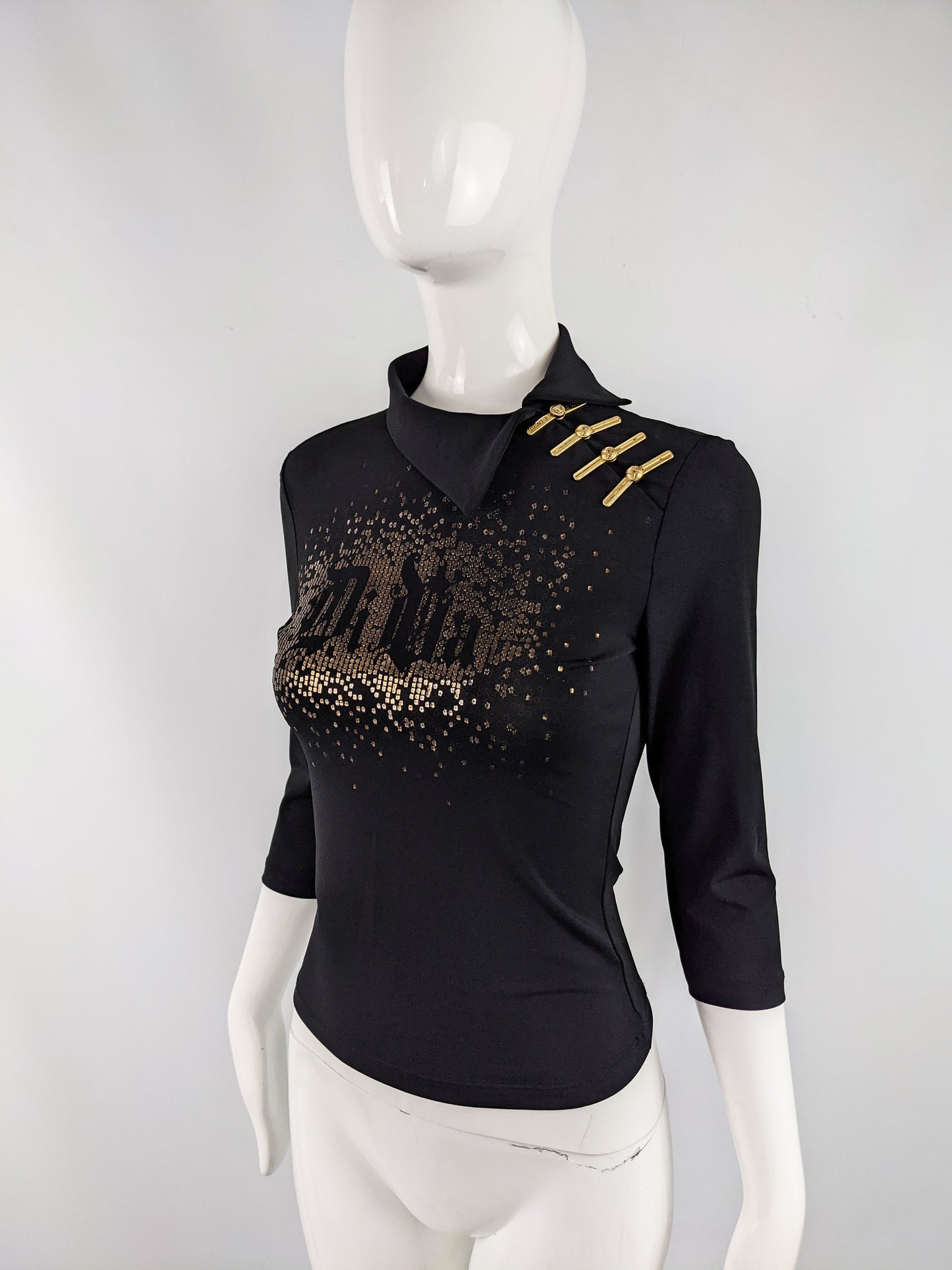 Versace Vintage Black & Gold 'Diva' Shirt, 2000s