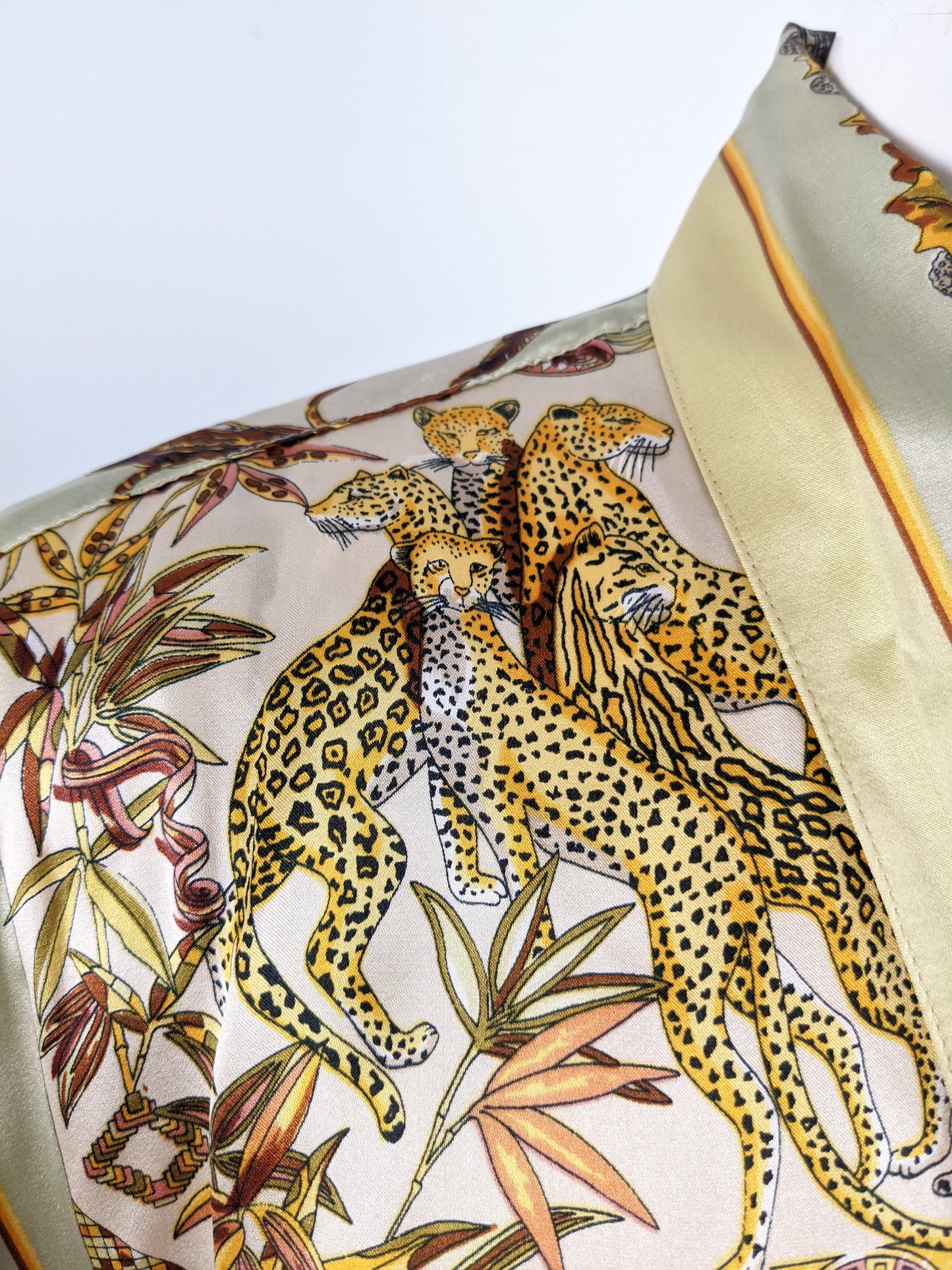Vintage Womens Satin Animal Print Oversized Blouse, 1980s