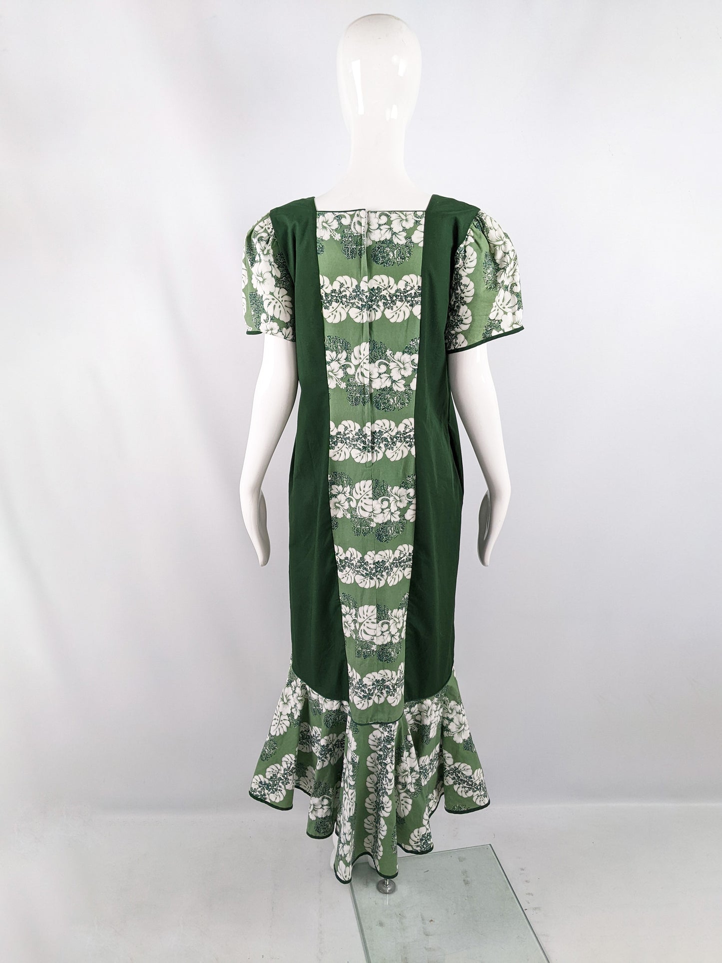 Vintage Green Oversized Hawaiian Muu Muu Dress, 1970s