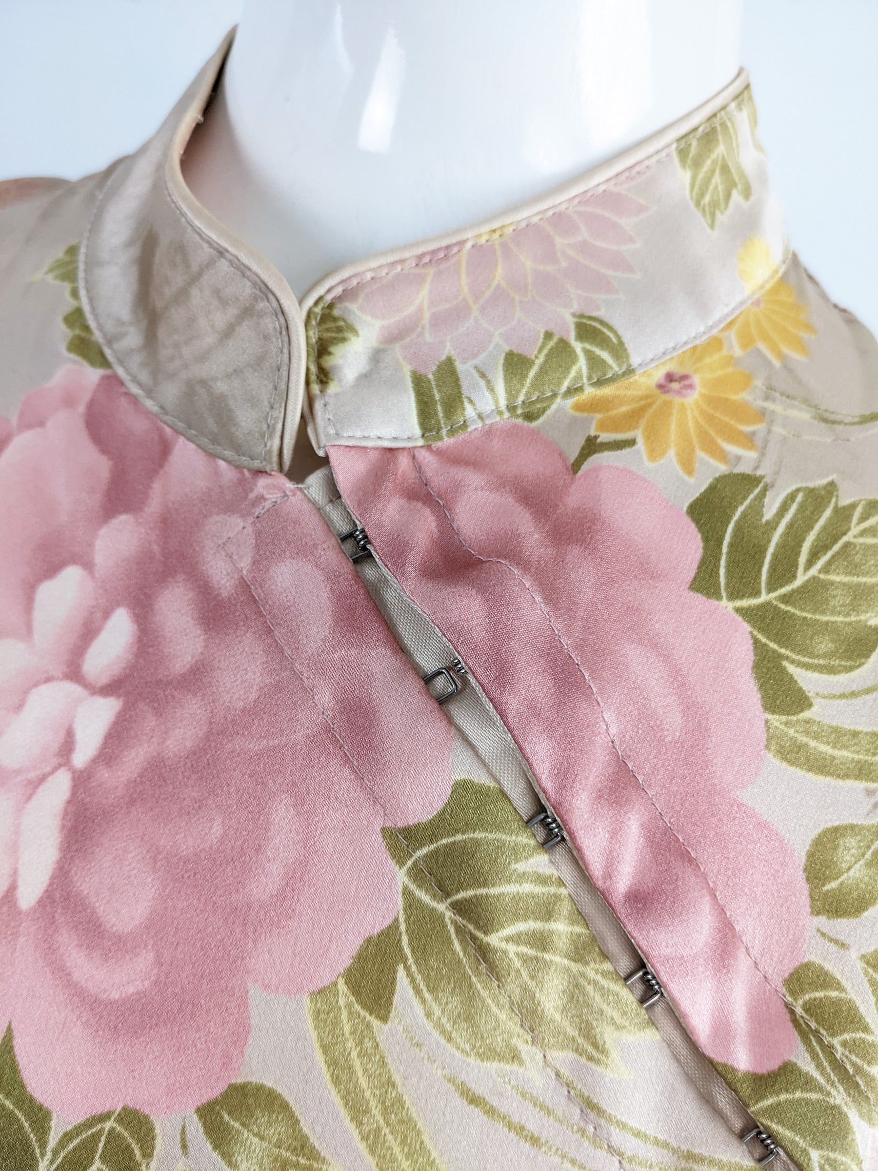 Karen Millen Vintage Y2K Pastel Pink Asian Style Silk Blouse, 2000s