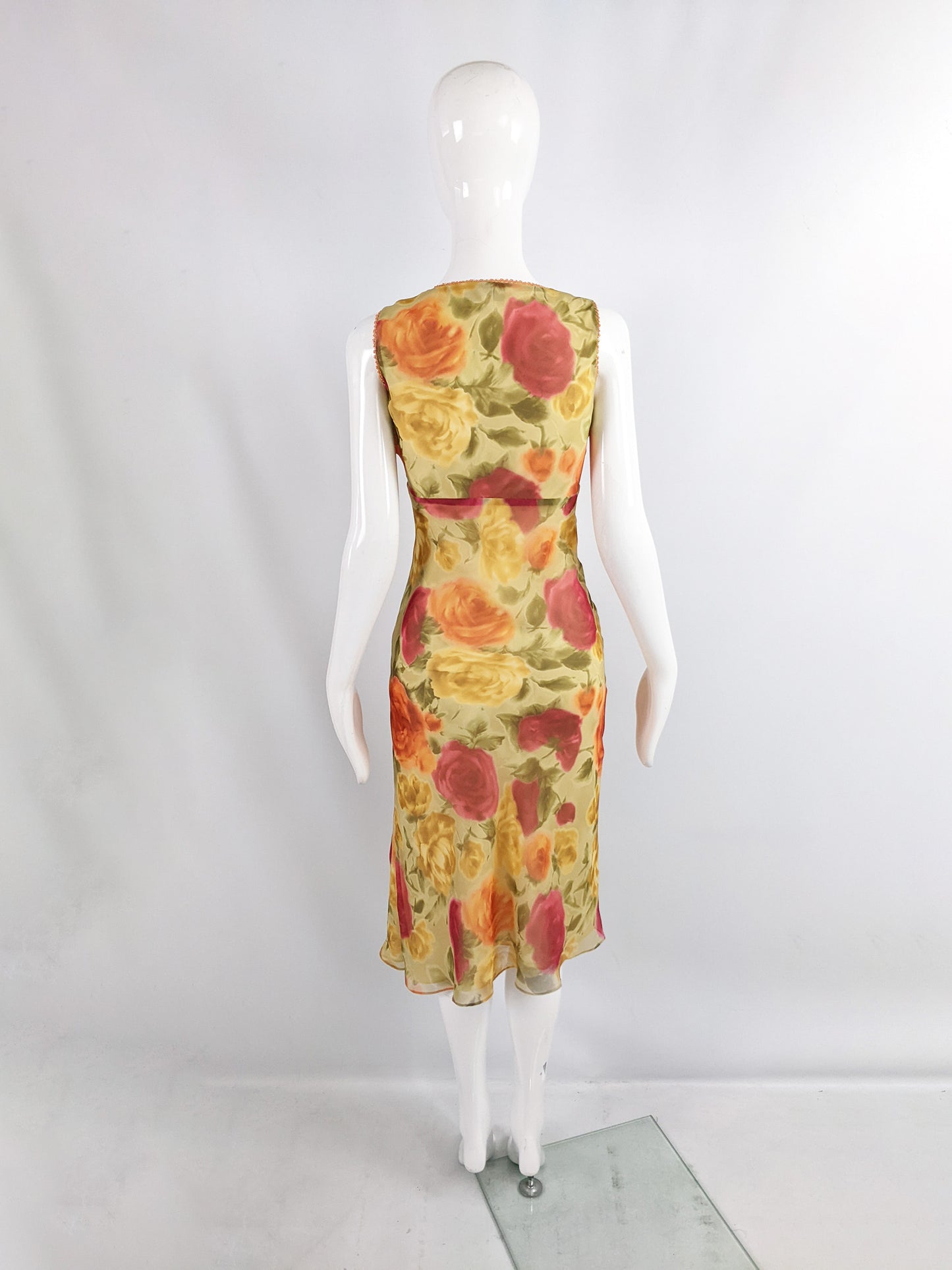 Ronit Zilkha Vintage Sequin Trim Floral Print Dress, 2000s