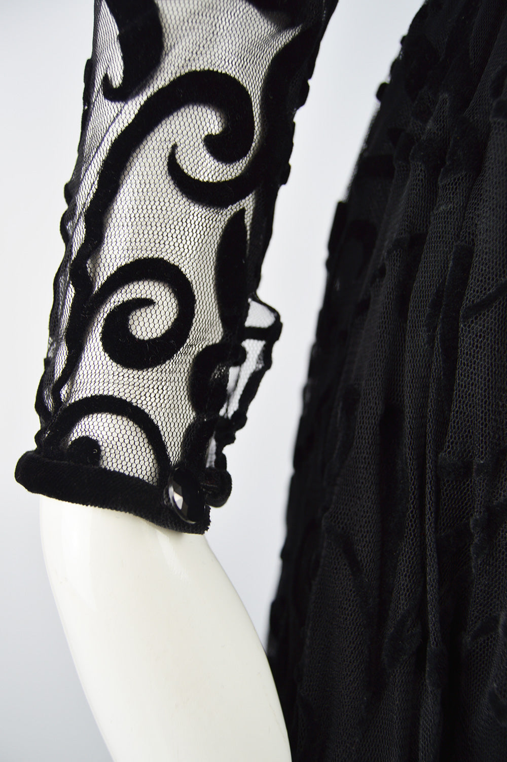 Vintage Black Tulle & Velvet Evening Gown, Fall 1993