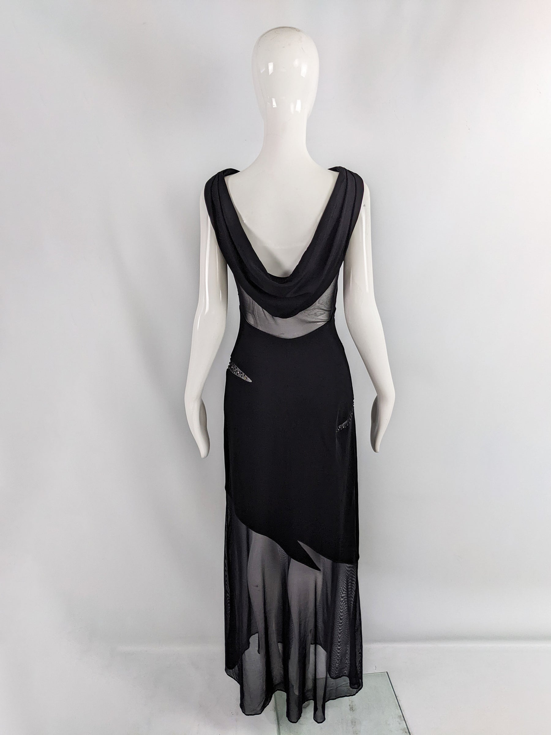 Tadashi Shoji Vintage Slashed Cut Out Evening Dress, 1990s