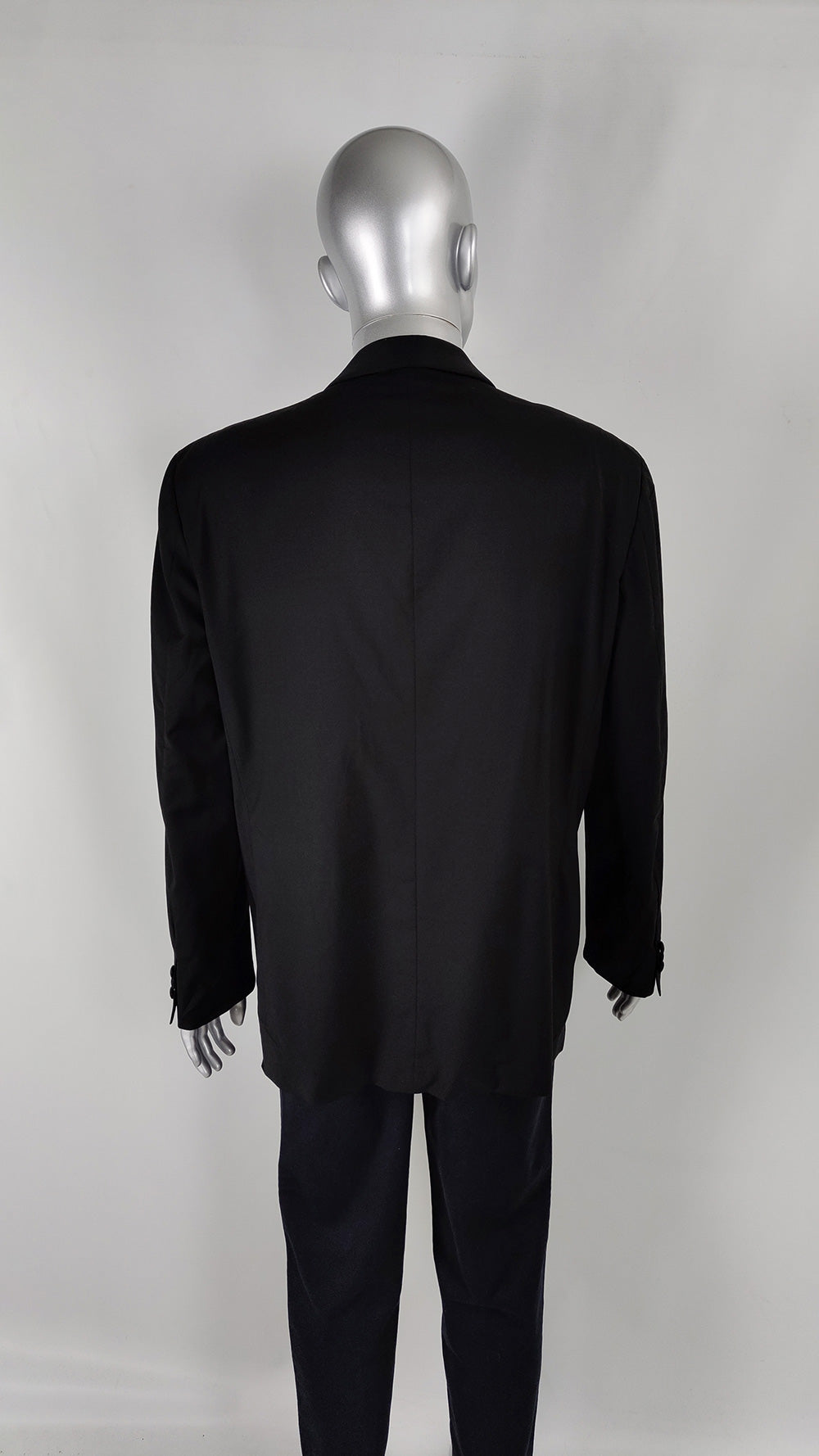 Max Laurens Vintage Italian Black Shawl Collar Mens Dinner Jacket, 1980s
