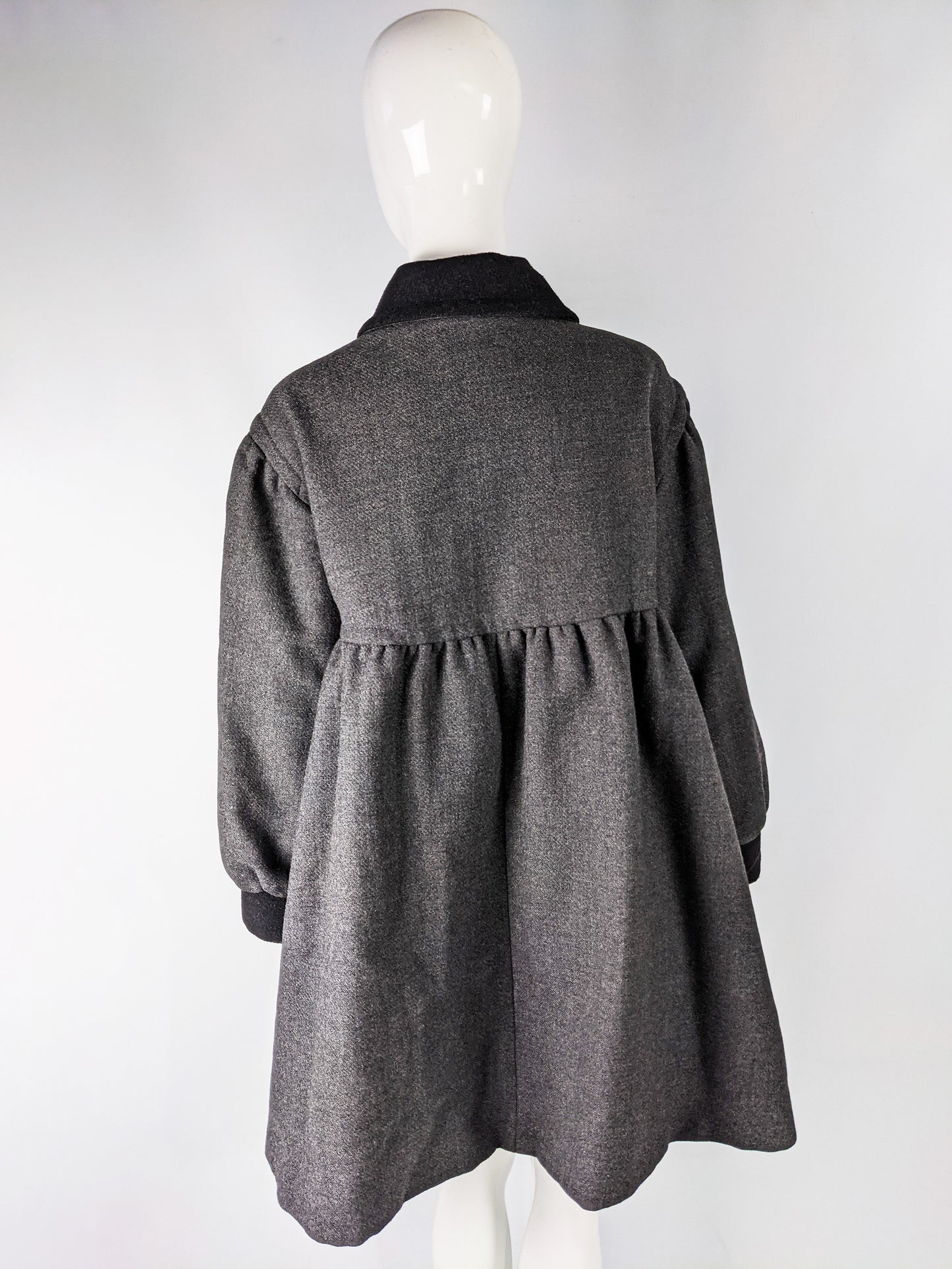 Vintage Grey Wool Oversized Swing Coat, 1990s