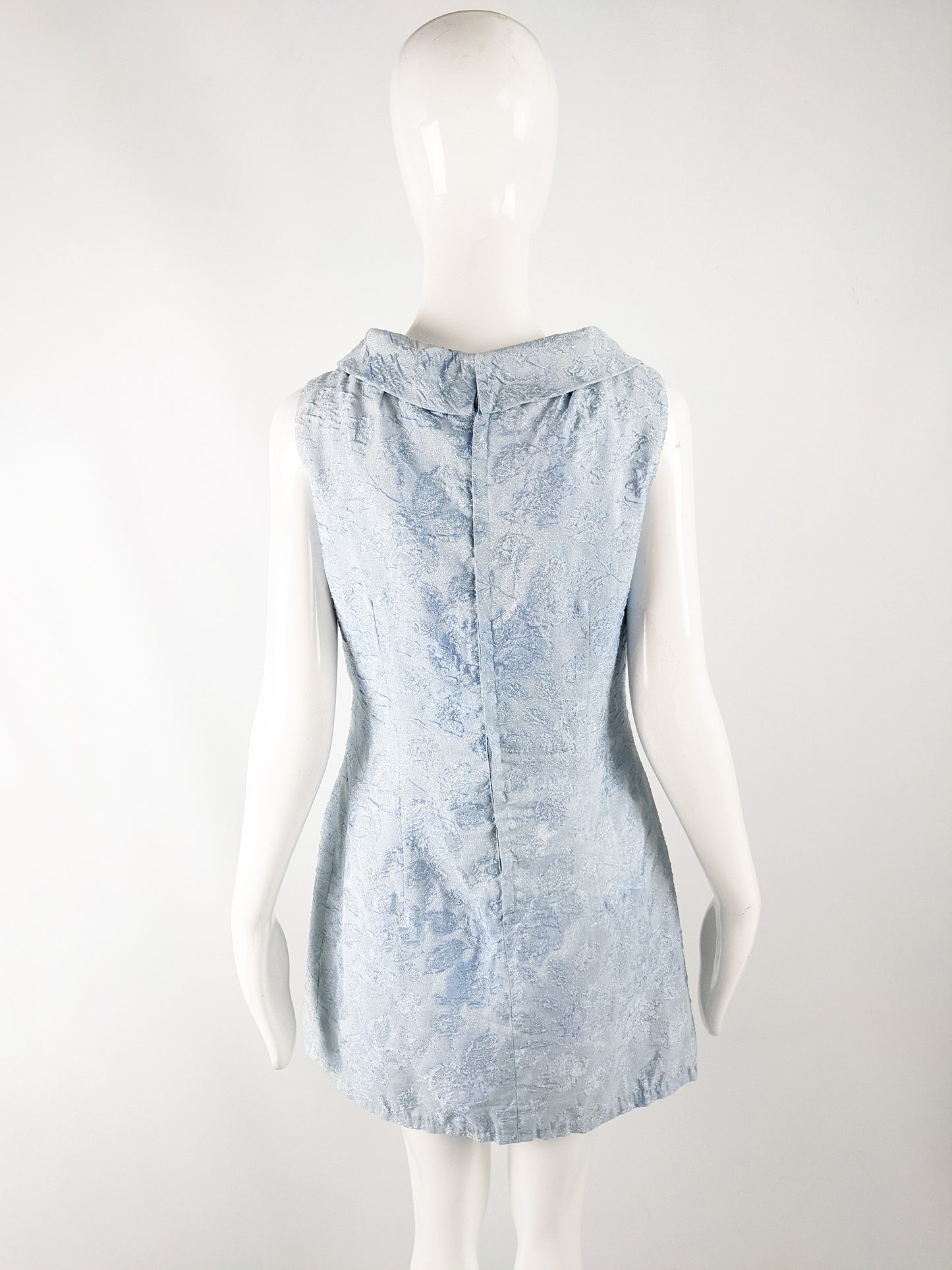Vintage 1960s Pastel Blue Metallic Brocade Cocktail Dress