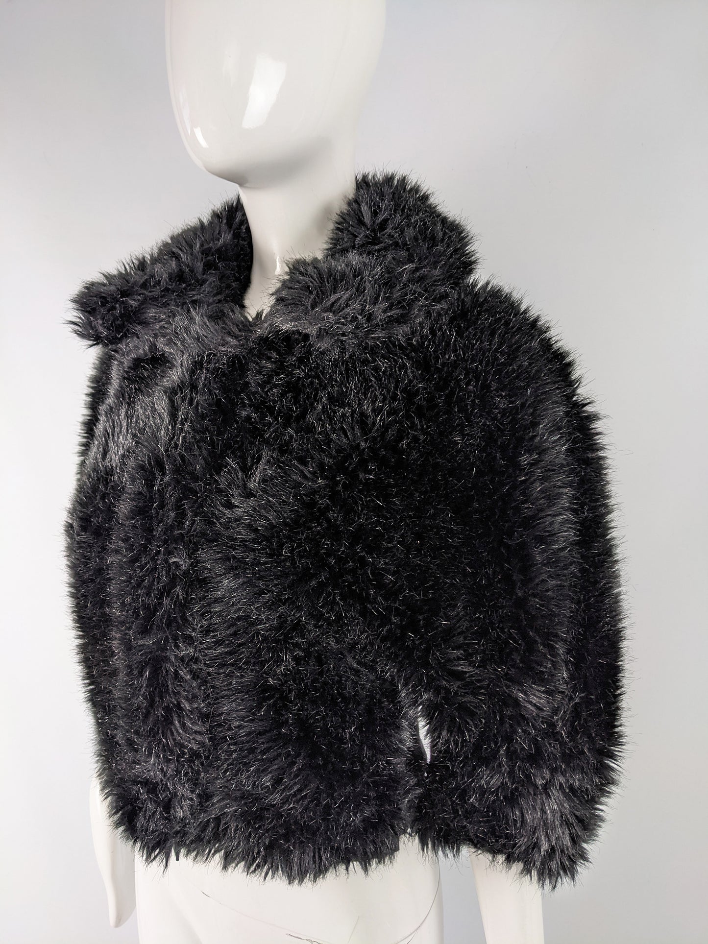 Womens Black Faux Fur, Wool & Cashmere Jacket, A/W 2014