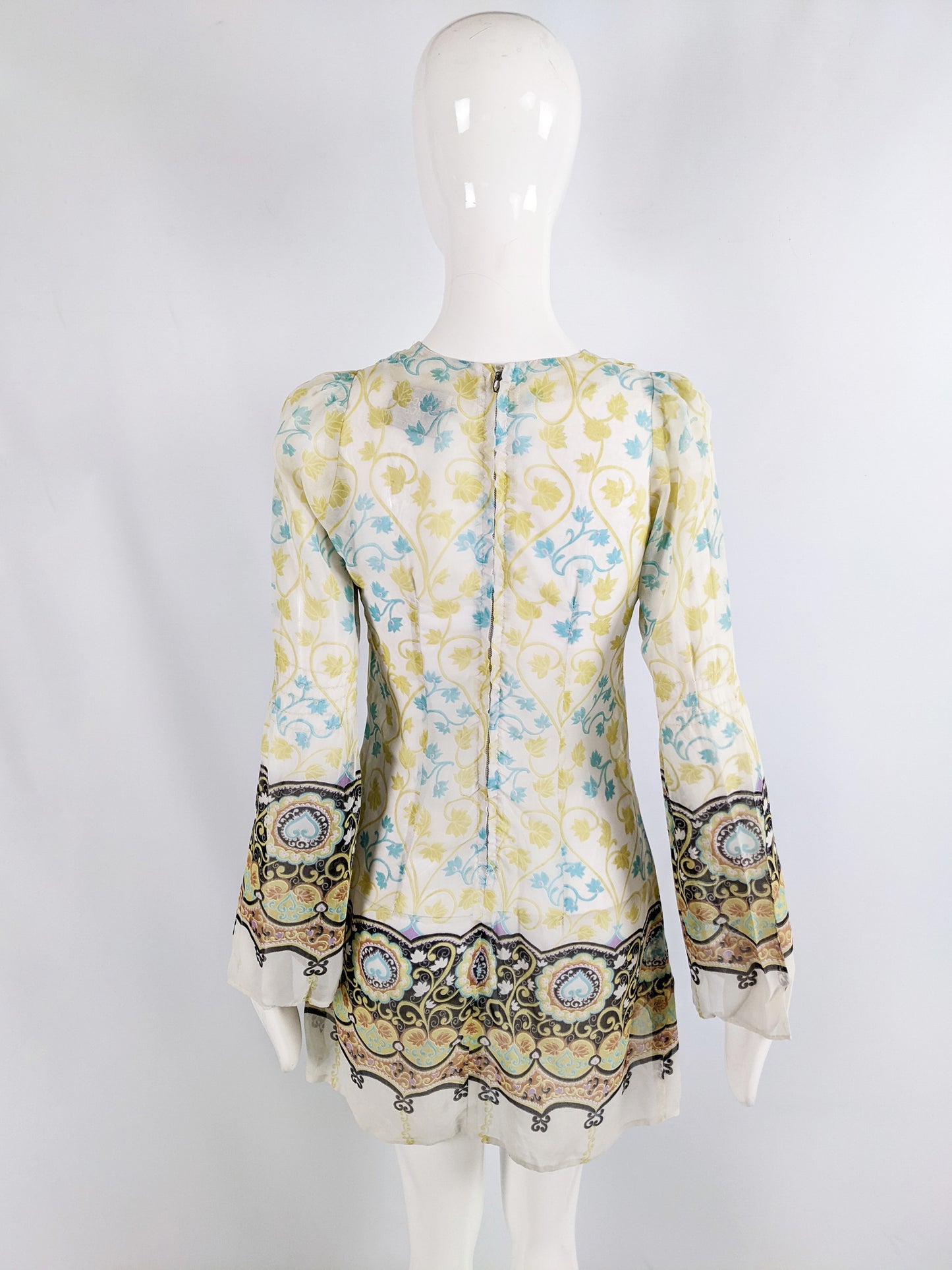 London Mob of Carnaby Street Vintage Sheer Boho Mini Dress, 1960s
