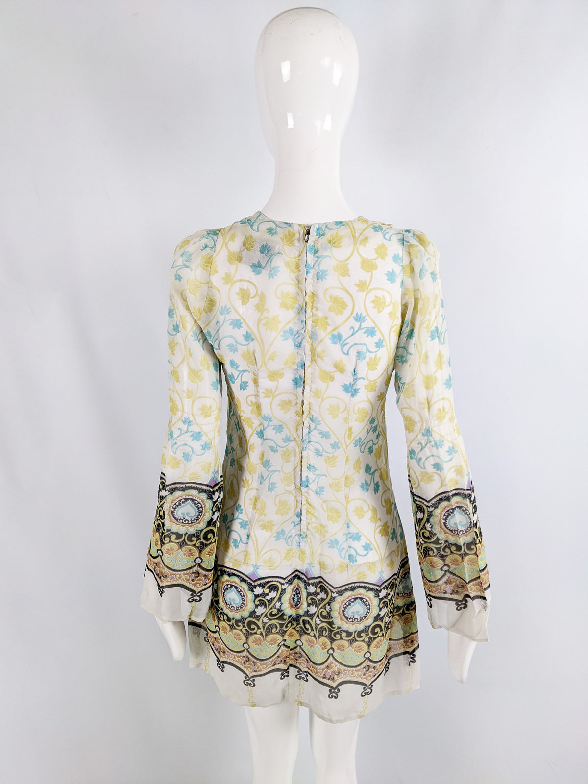 London Mob of Carnaby Street Vintage Sheer Boho Mini Dress, 1960s
