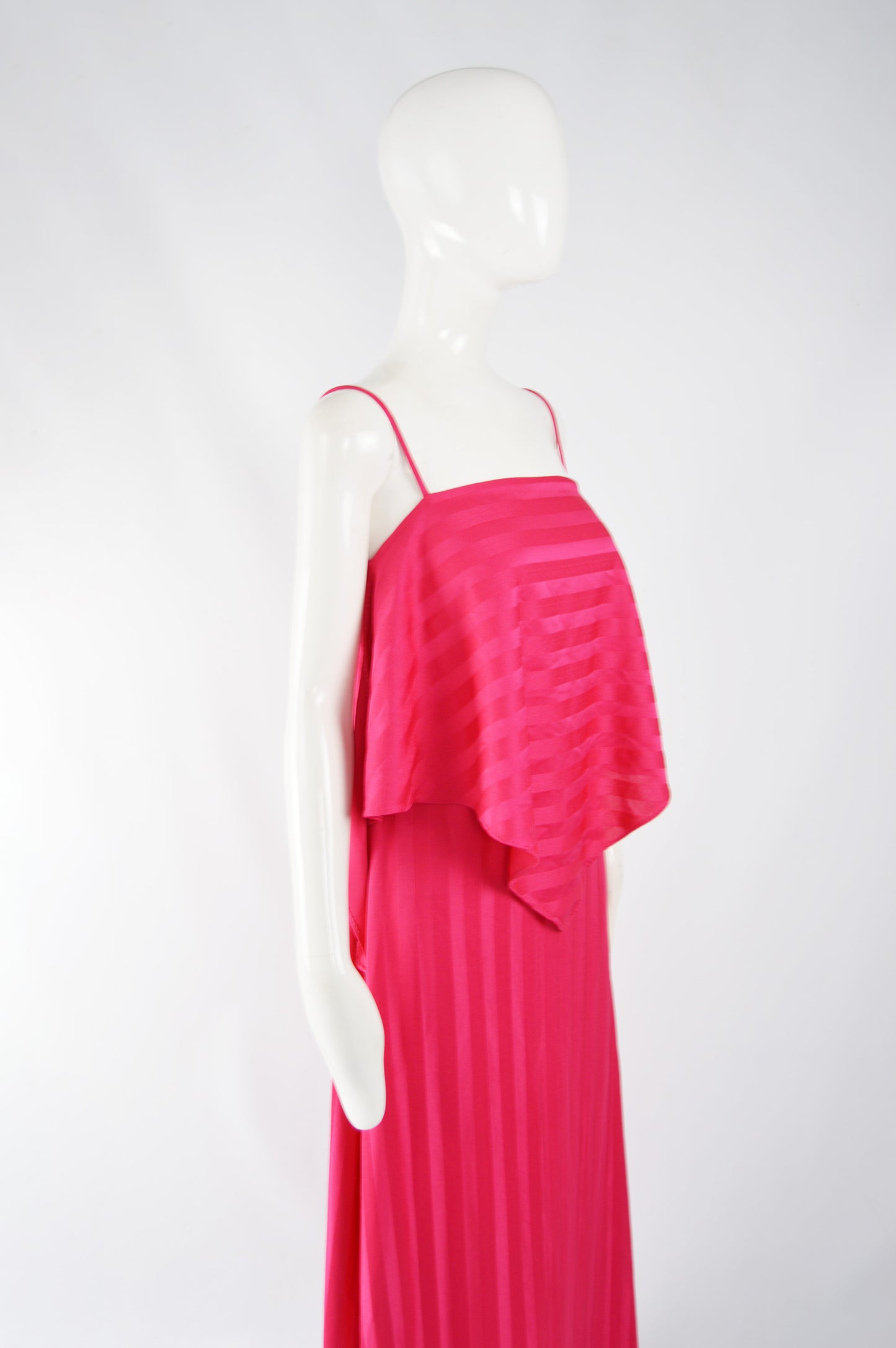 Womens Pink Vintage Tiered Evening Dress, 1970s