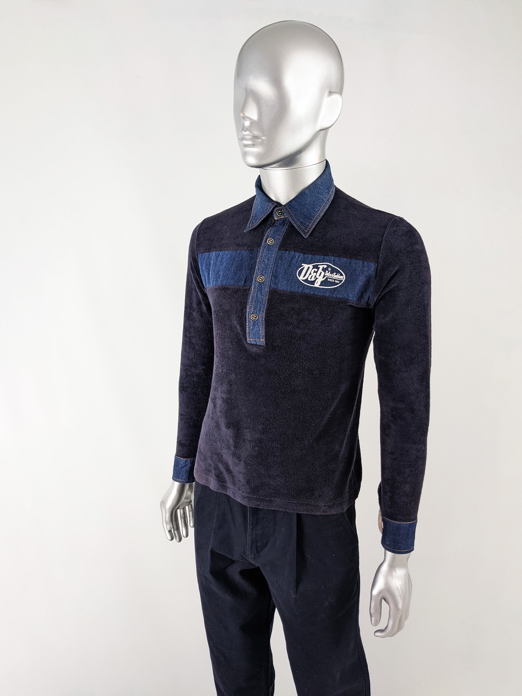 Dolce & Gabbana D&G Vintage Mens Velour Shirt, 2000s