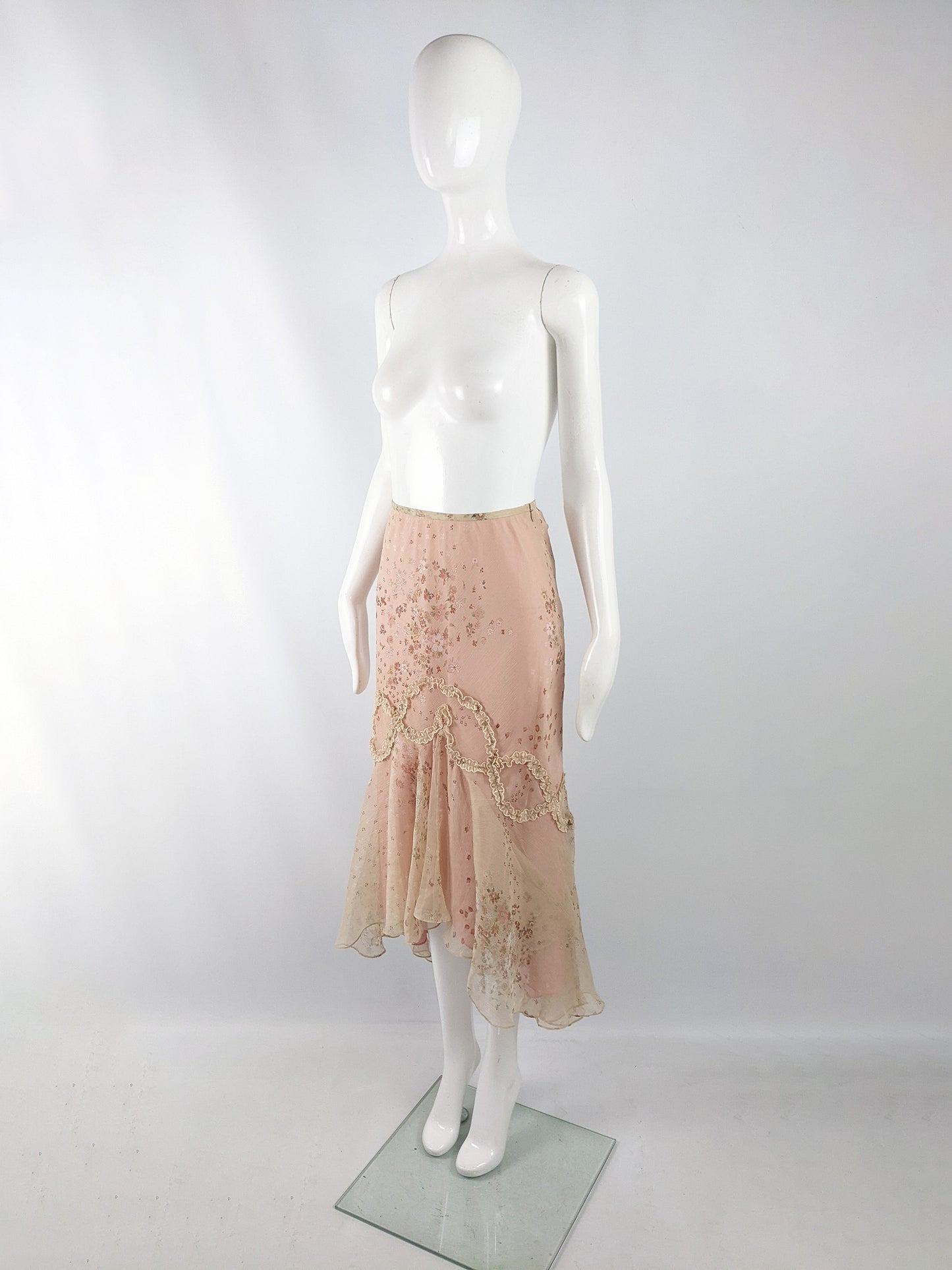 Ronit Zilkha Vintage Cream Silk Chiffon & Pink Fairy Skirt, 2000s