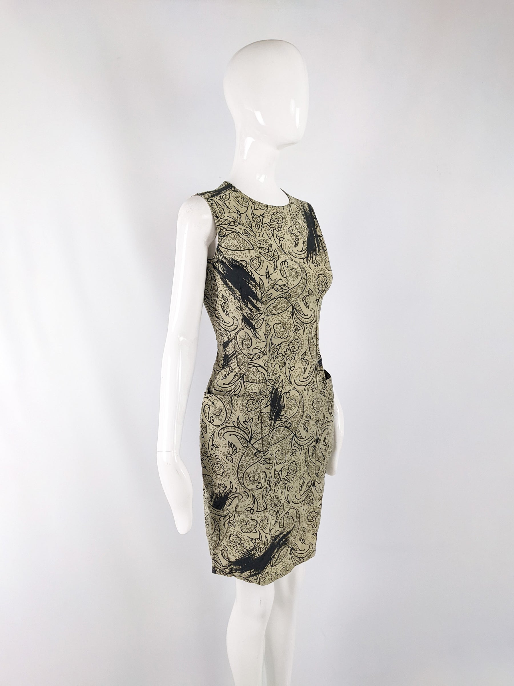Istante by Versace Vintage Paisley Print Pocket Dress, 1980s