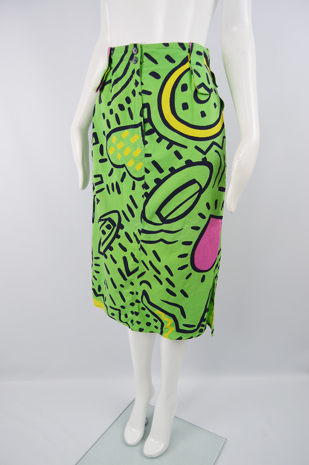 Vintage Green Cotton Keith Haring Collaboration Skirt, S/S 1985