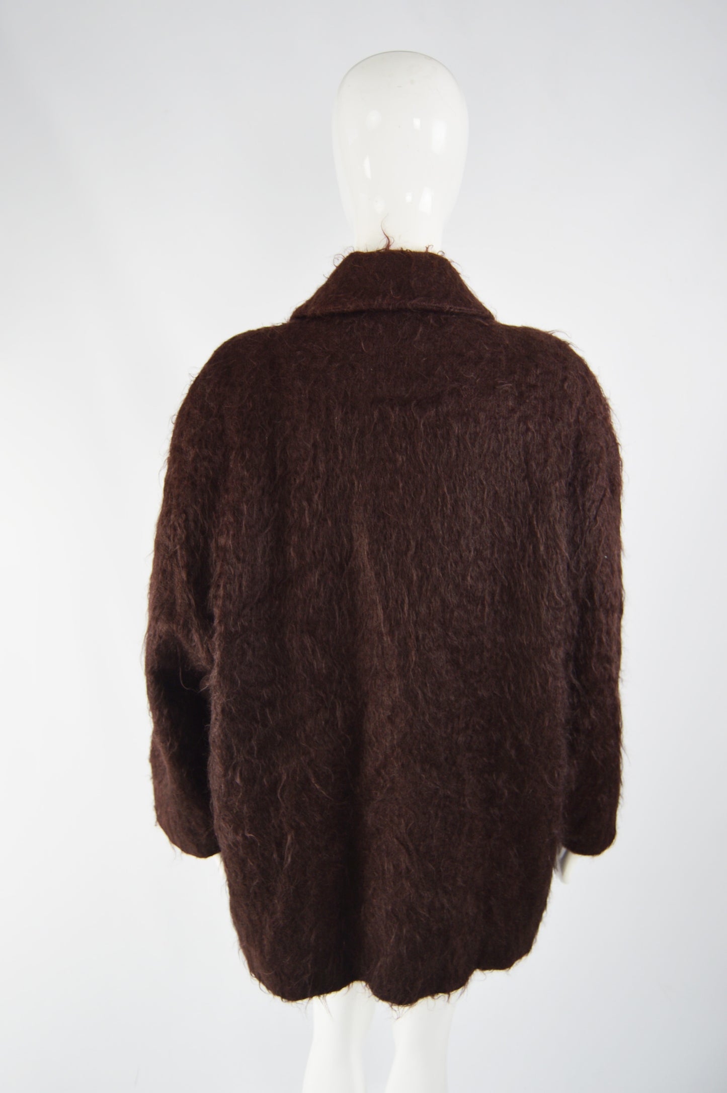 Womens Brown Vintage Mohair & Wool Oversized Coat, 1980s