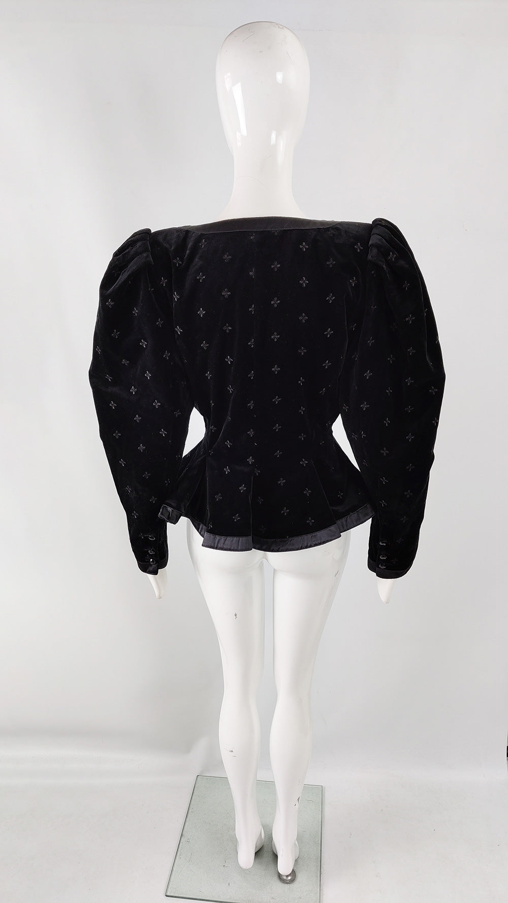 Emanuel Ungaro Vintage 1980s Puff Sleeve Velvet Peplum Jacket