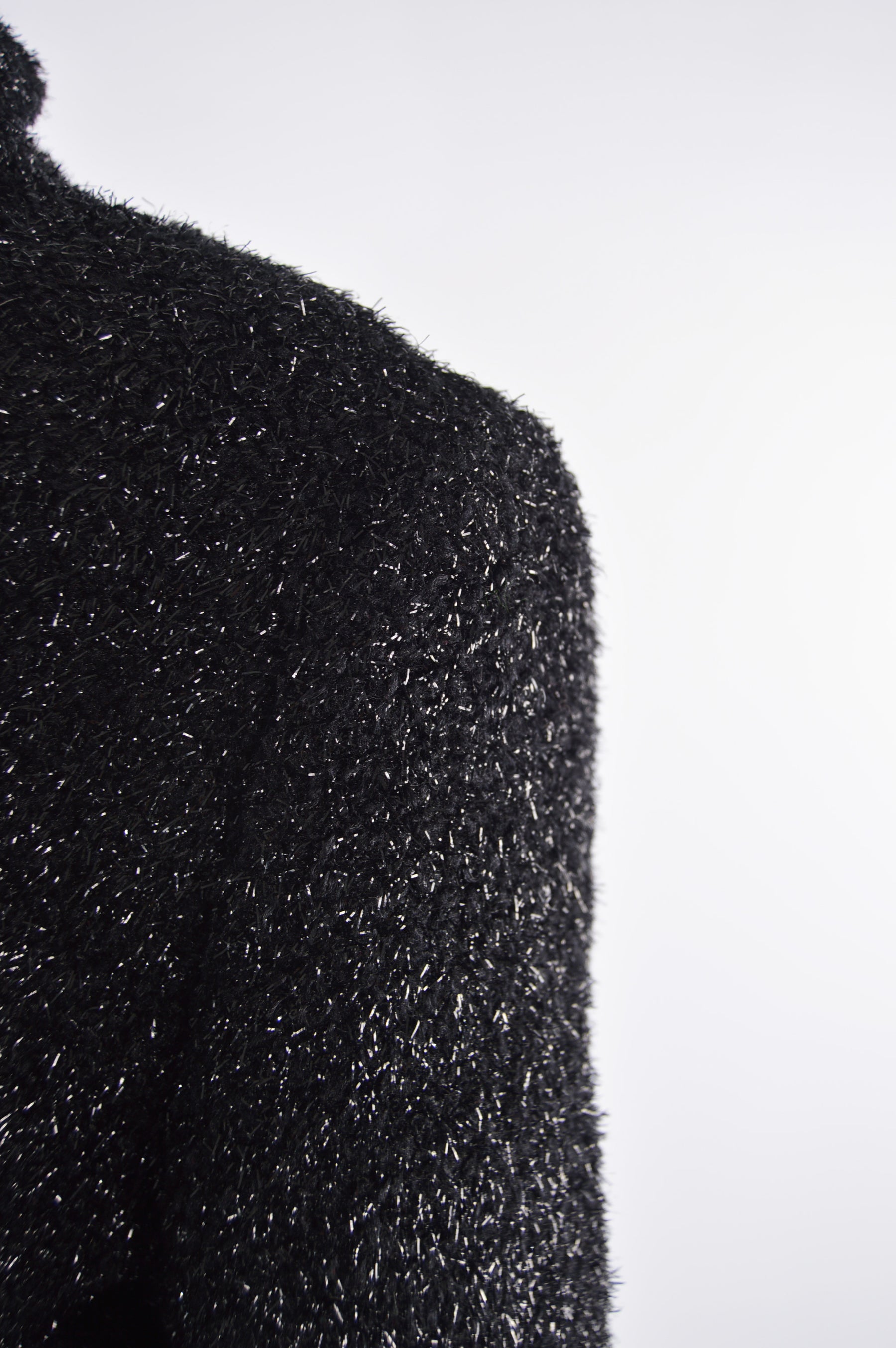 Preowned Black Fuzzy Vintage Lurex & Wool Jacket, 1980s