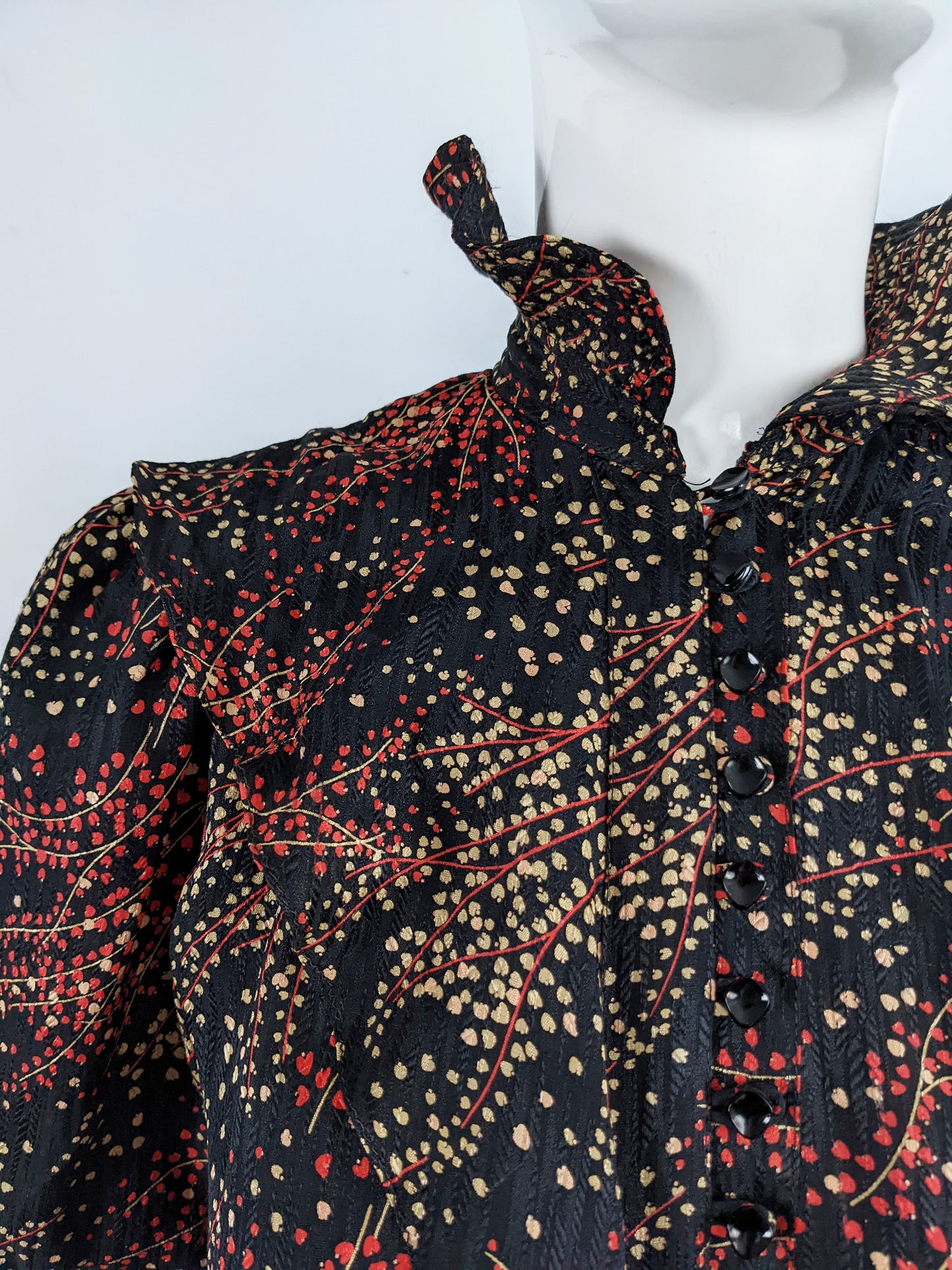 Jean & Martin Pallant Red & Black Silk Blouson Dress, 1980s