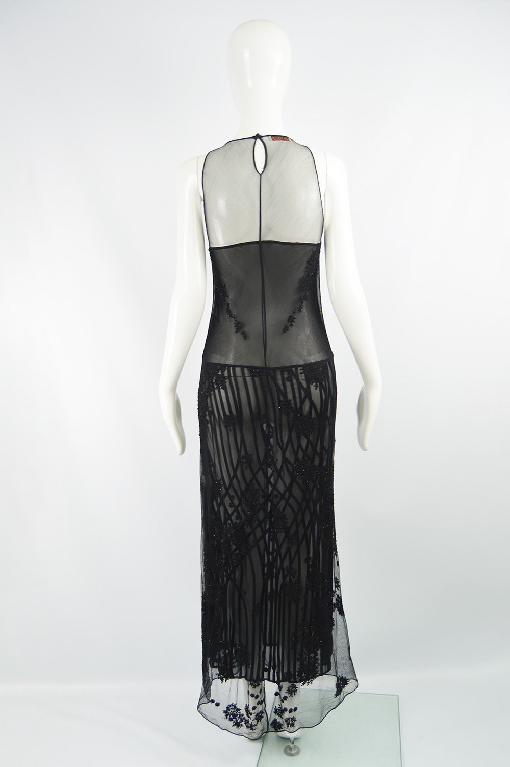 Vintage Embroidered & Beaded Sheer Silk Dress, A/W 1997