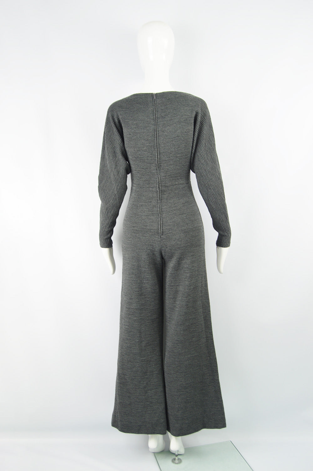 Vintage Leather & Ribbed Wool Knit Jumpsuit, 1990s