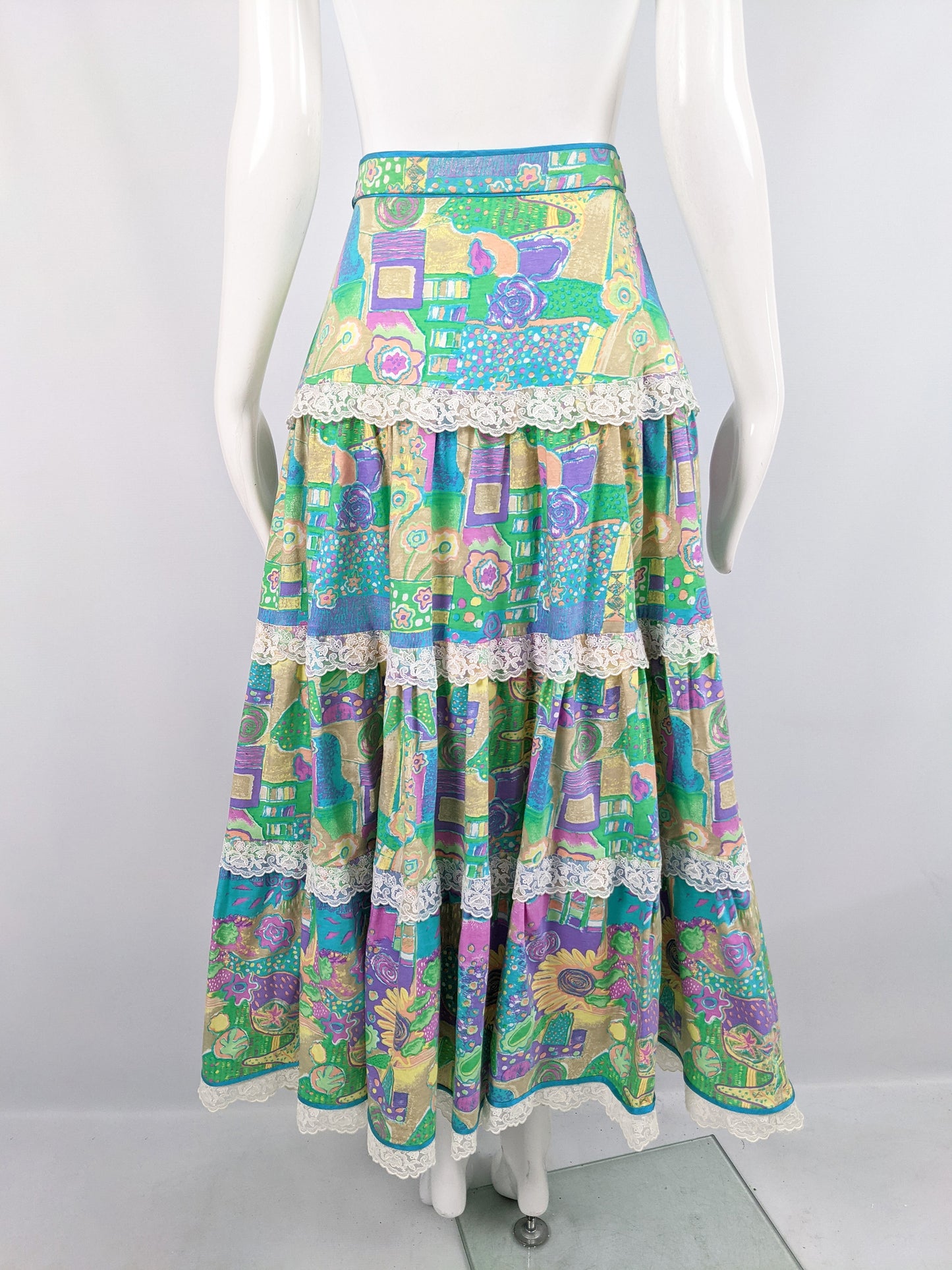 Vintage Multicoloured Maxi Peasant Skirt, 1970s