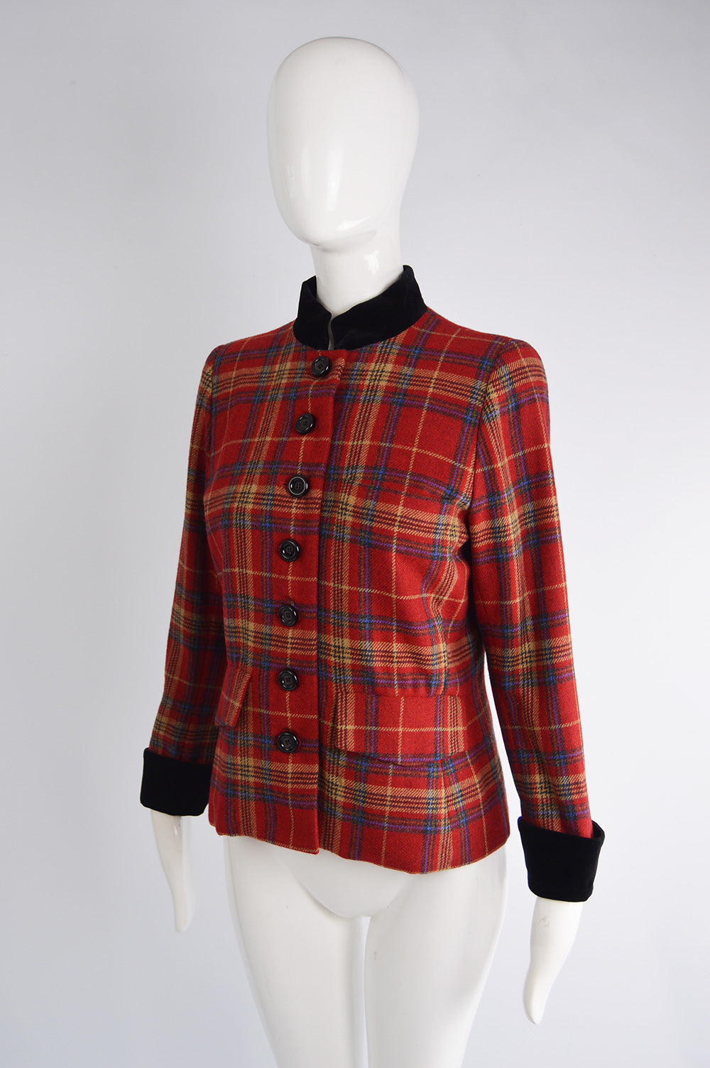 Vintage Red Checked Wool Jacket, 1980s